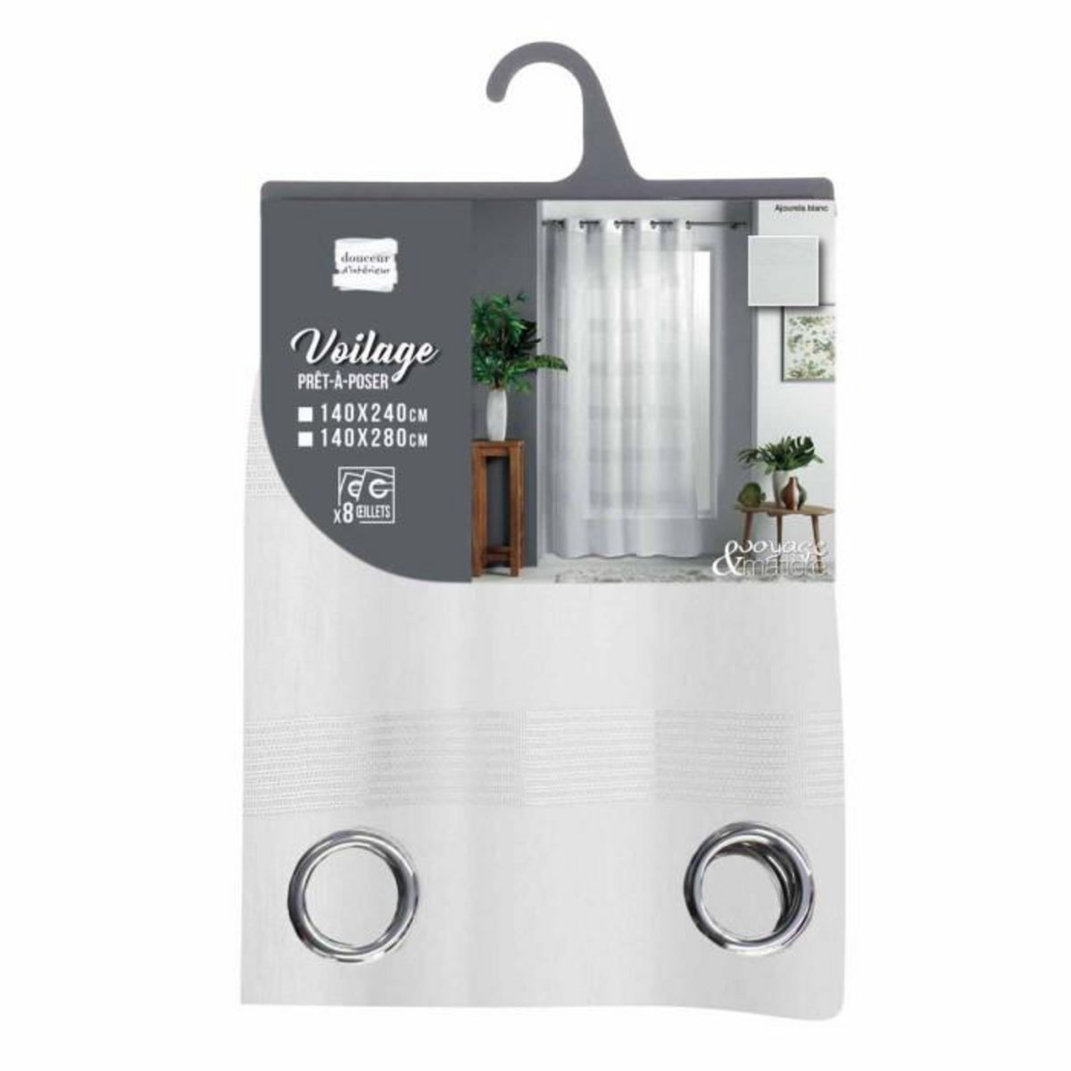 Paris Prix Rideau Voilage à Œillets  Ajourela  140x240cm Blanc