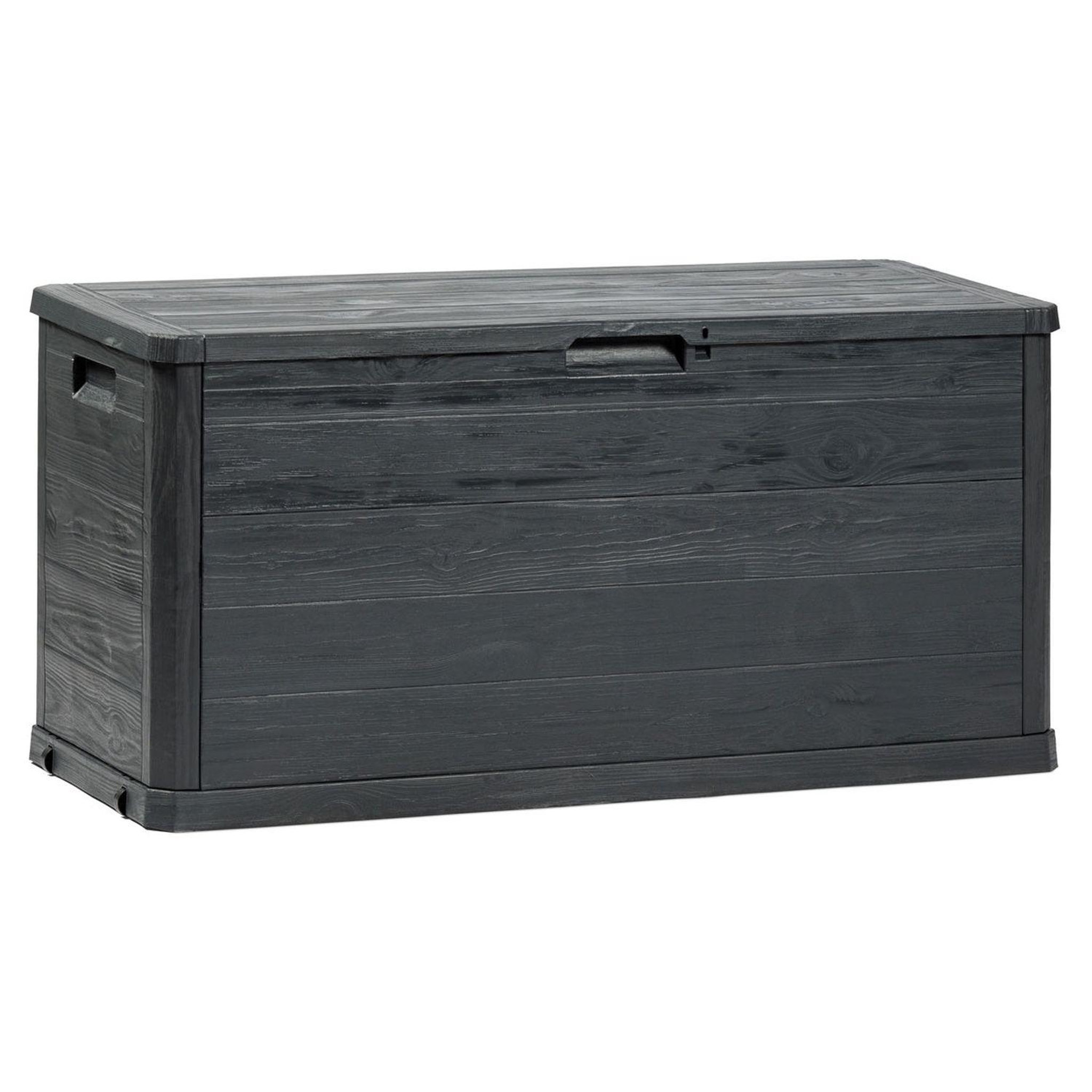 Voir la diapositive 2 : TOOMAX Coffre de rangement jardin résine - Anthracite - 280L - MULTIBOX WOODY 280