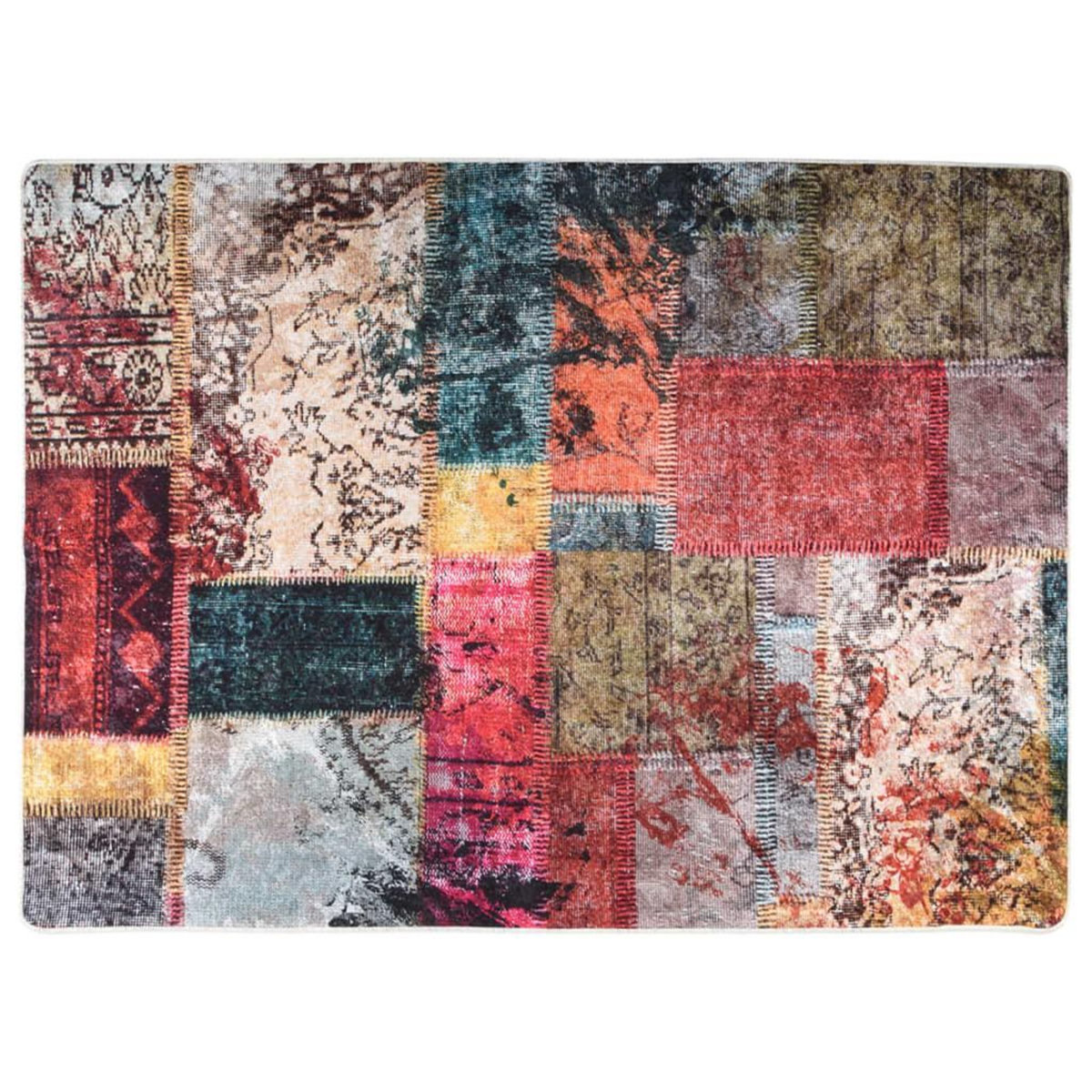 VIDAXL Tapis lavable patchwork multicolore 150x230 cm antiderapant