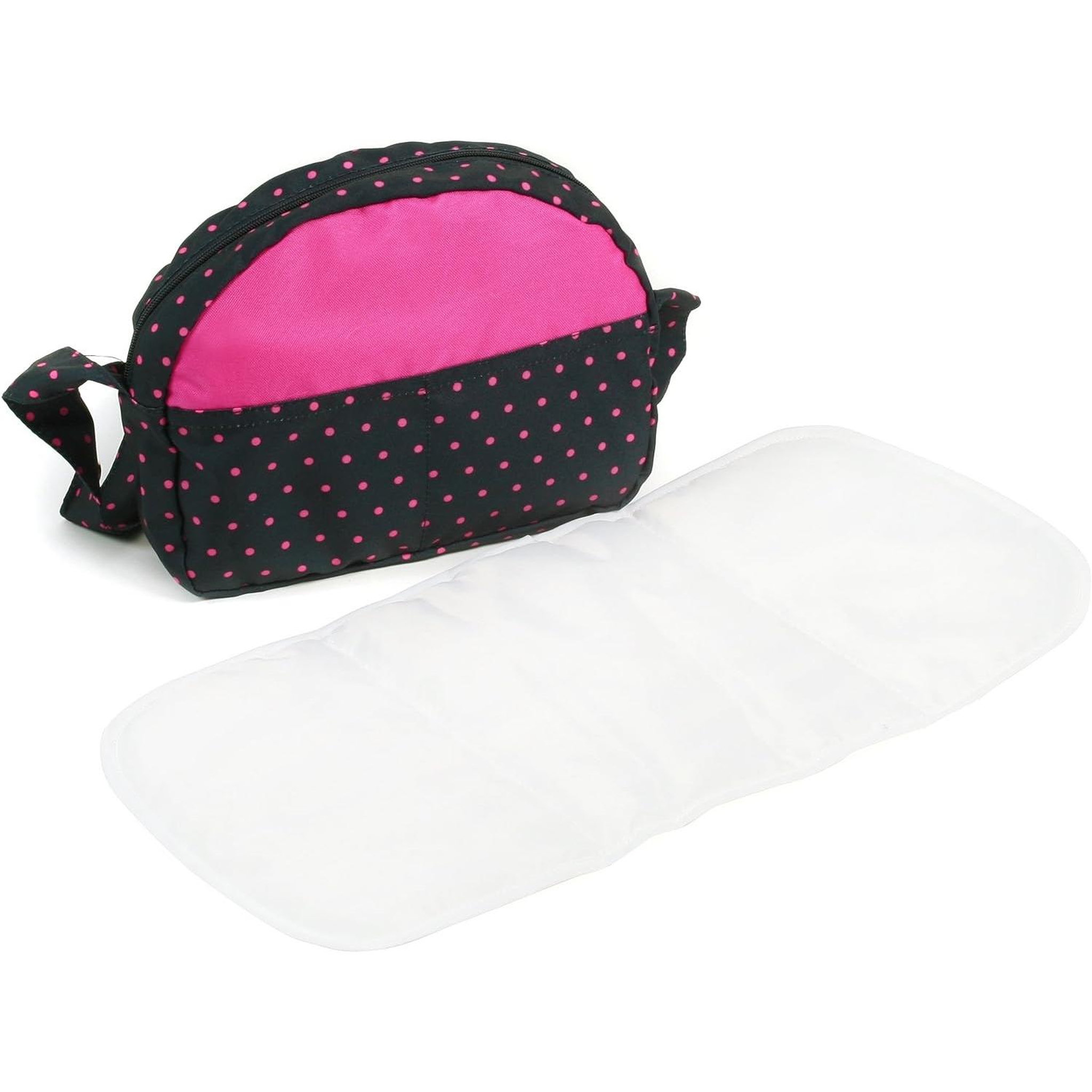 BAYER CHIC 2000 Sac à langer pour poussettes de poupées. Marine et rose à pois