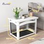 Voir la diapositive 3 : PAWHUT Cage barrière chien table basse d'appoint 3 en 1 plateau déjection amovible porte verrouillable acier MDF noir blanc