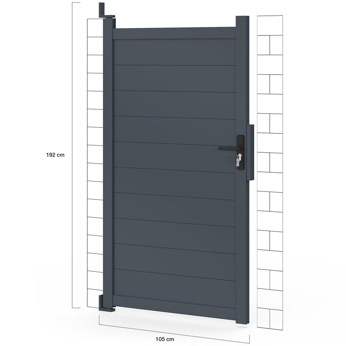 ID MARKET Portillon 100x180 cm en aluminium gris anthracite