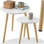 Voir la diapositive 1 : tectake Lot de 2 tables d'appoint style scandinave marron/blanc