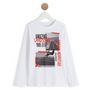 Voir la diapositive 1 : INEXTENSO T-shirt manches longues blanc garçon en coton 