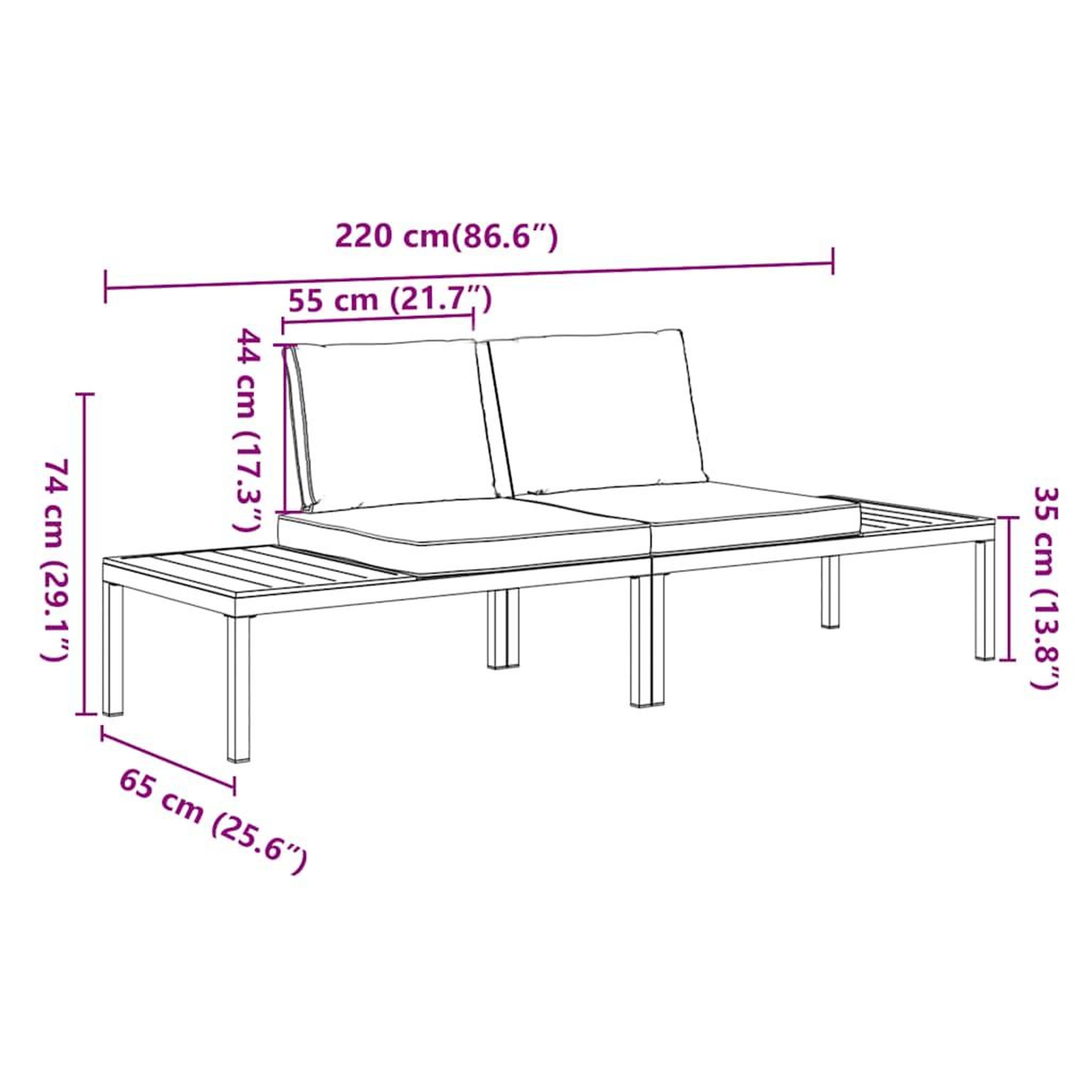 Voir la diapositive 6 : VIDAXL Salon de jardin 2 pcs avec coussins noir aluminium