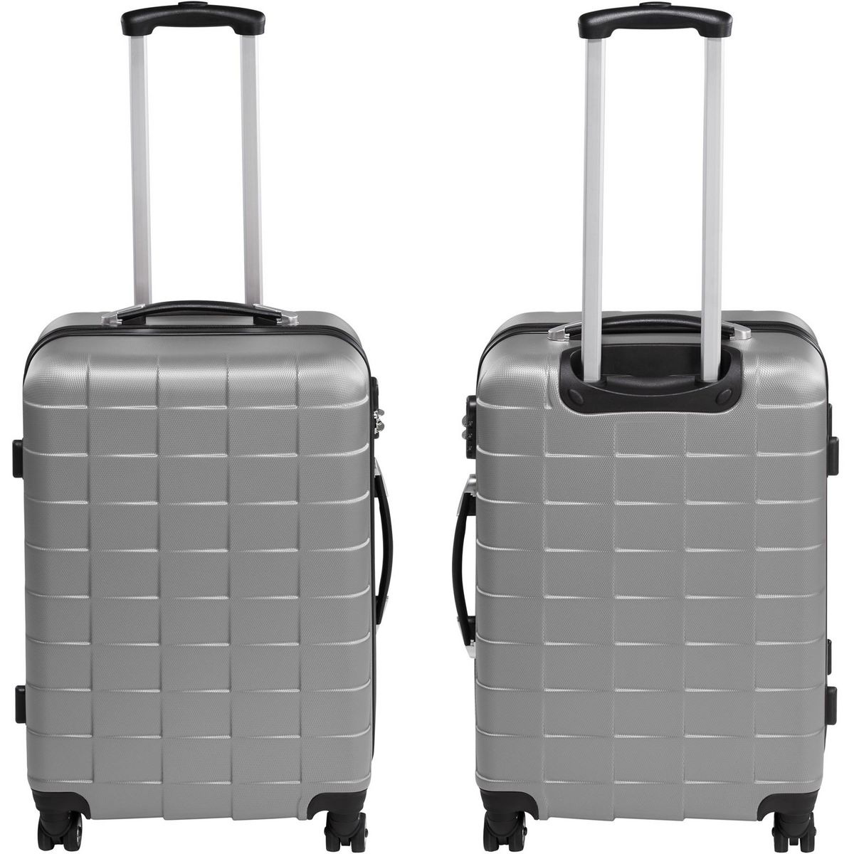 tectake Set de valises rigides 3 parties, en plastique ABS robuste argent