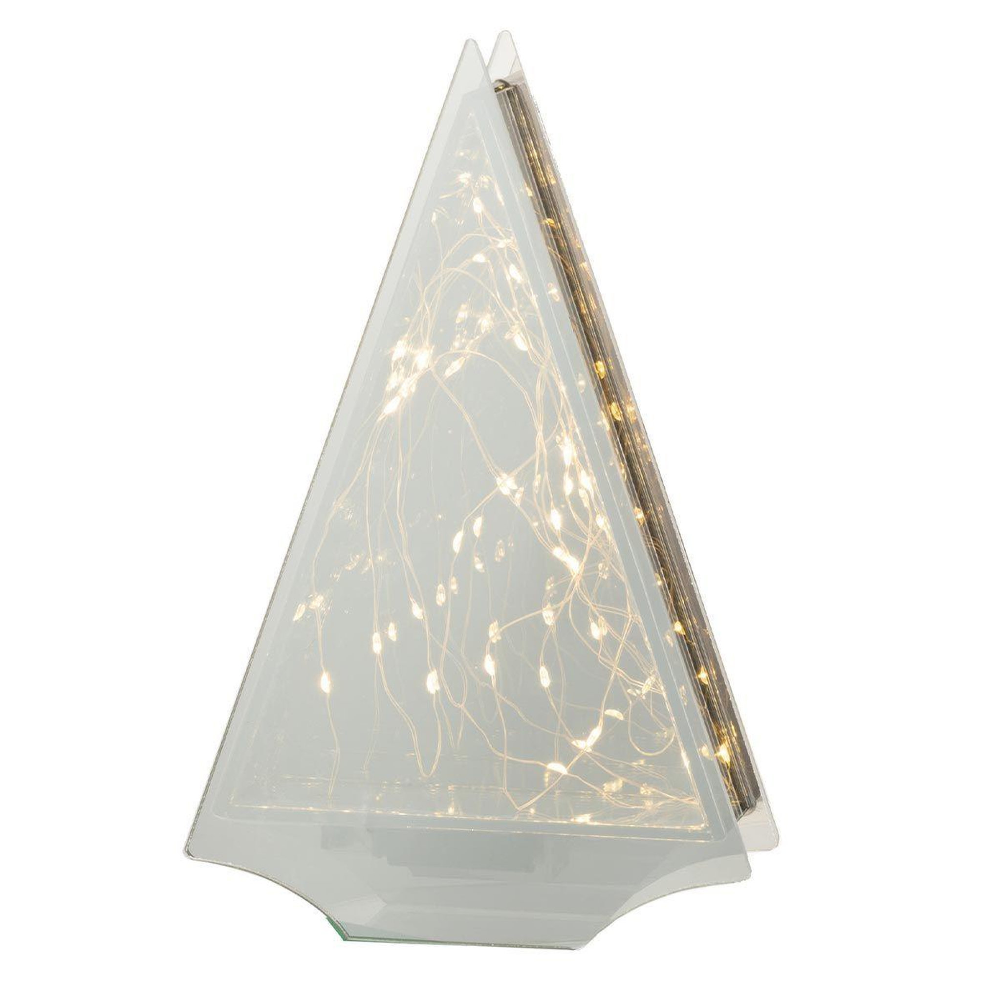 Voir la diapositive 2 : J-LINE Décoration lumineuse led  triangle  25cm gris & or