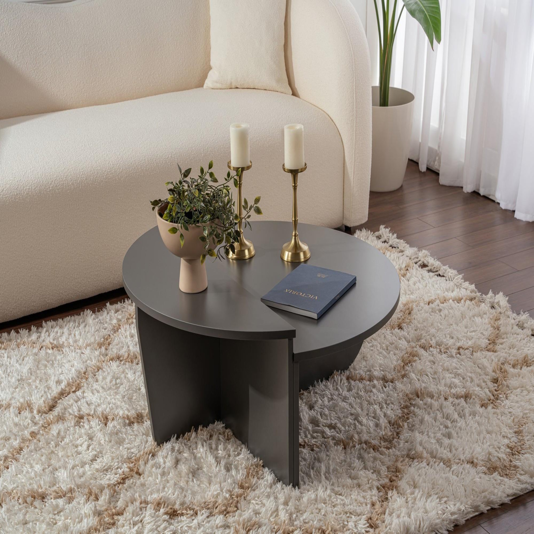 Voir la diapositive 3 : Habitat et Jardin Table basse en bois  orion  90 x 60 x 30 cm - anthracite