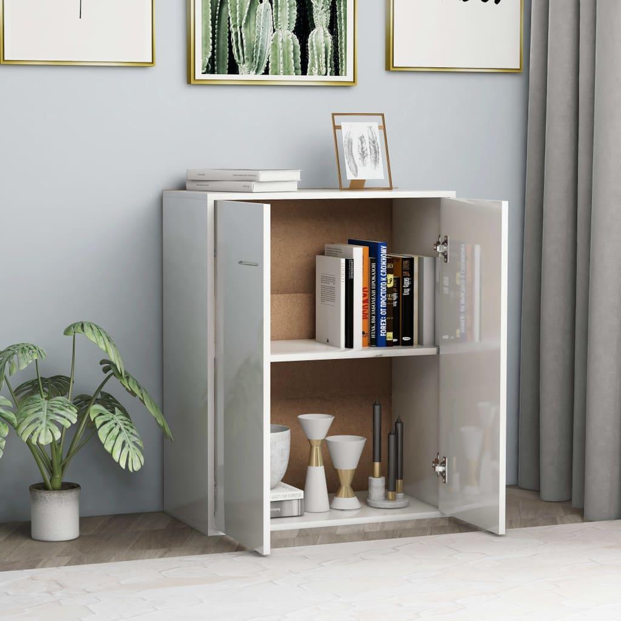 Voir la diapositive 3 : VIDAXL Buffet Blanc brillant 60x30x75 cm Bois d'ingenierie