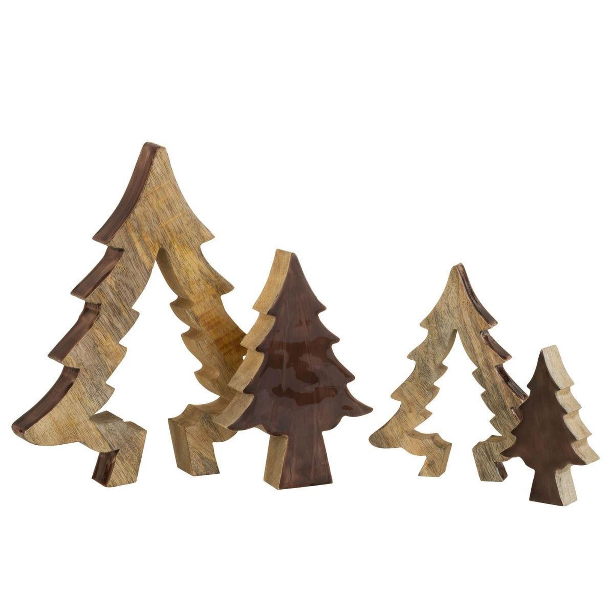 Voir la diapositive 4 : J-LINE Sapin de noël à poser  puzzle  30cm marron & naturel