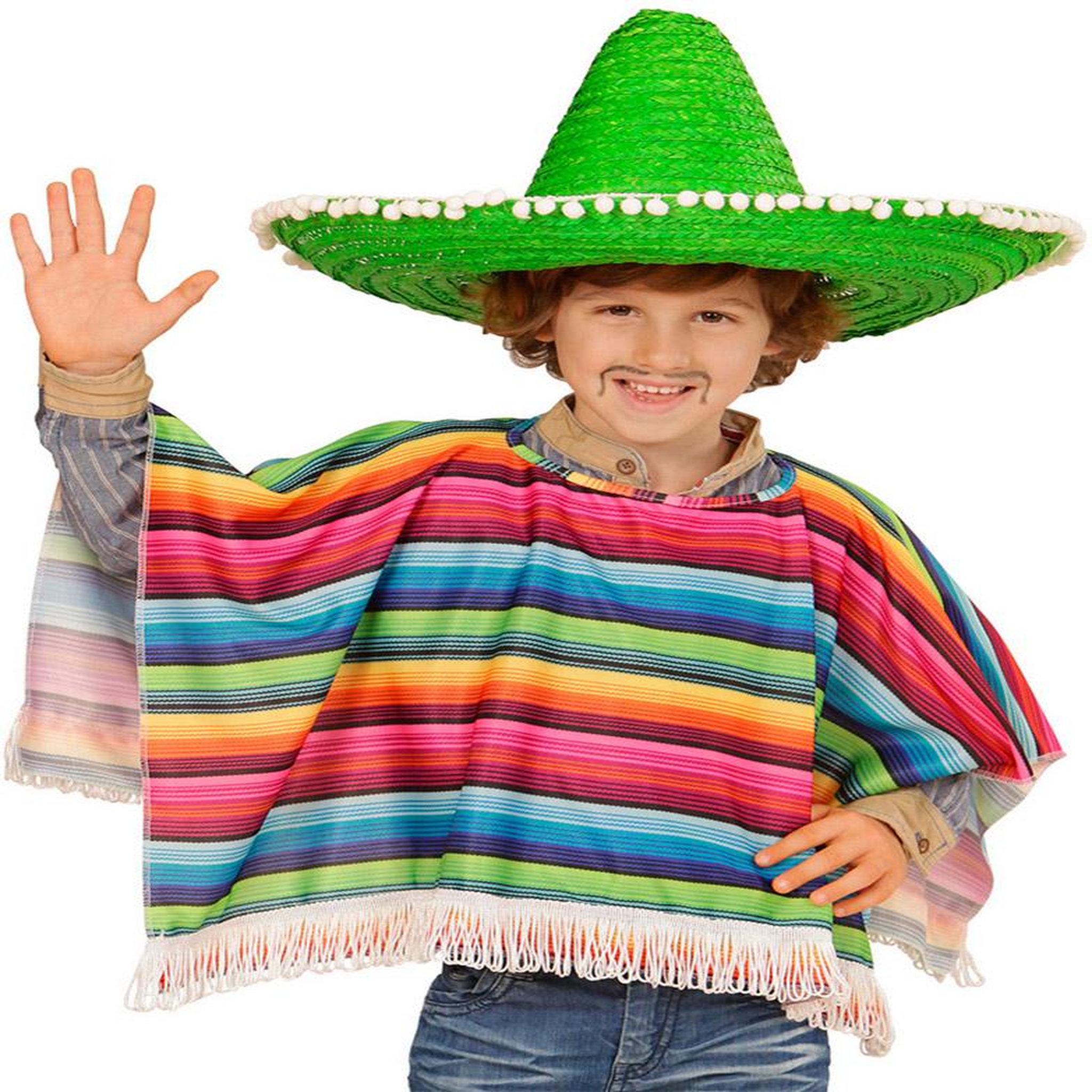 Voir la diapositive 2 : WIDMANN Déguisement Poncho Mexicain - Enfant - 5/7 ans (110 à 122 cm)