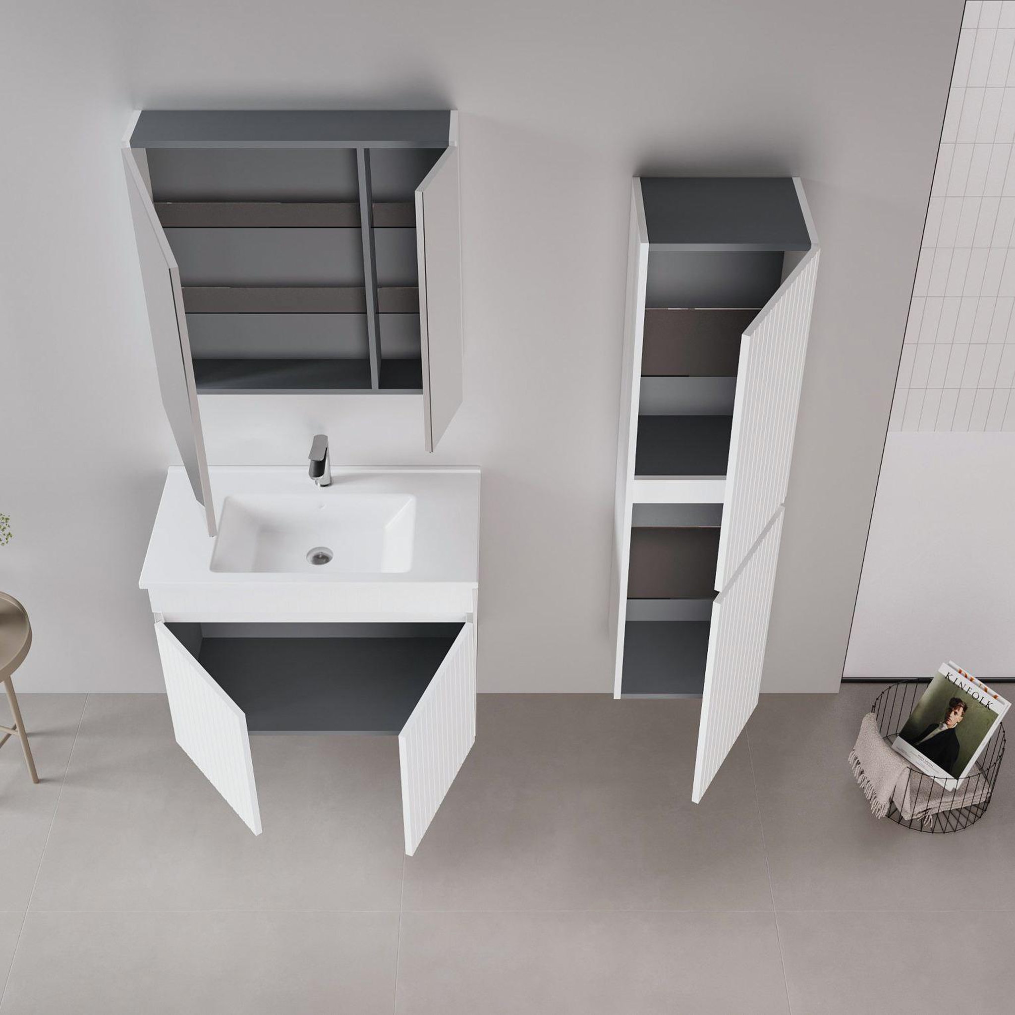 Voir la diapositive 3 : Habitat et Jardin Meuble avec simple vasque et miroir  tivoli 85  - 85 x 45 x 57 cm - matte white