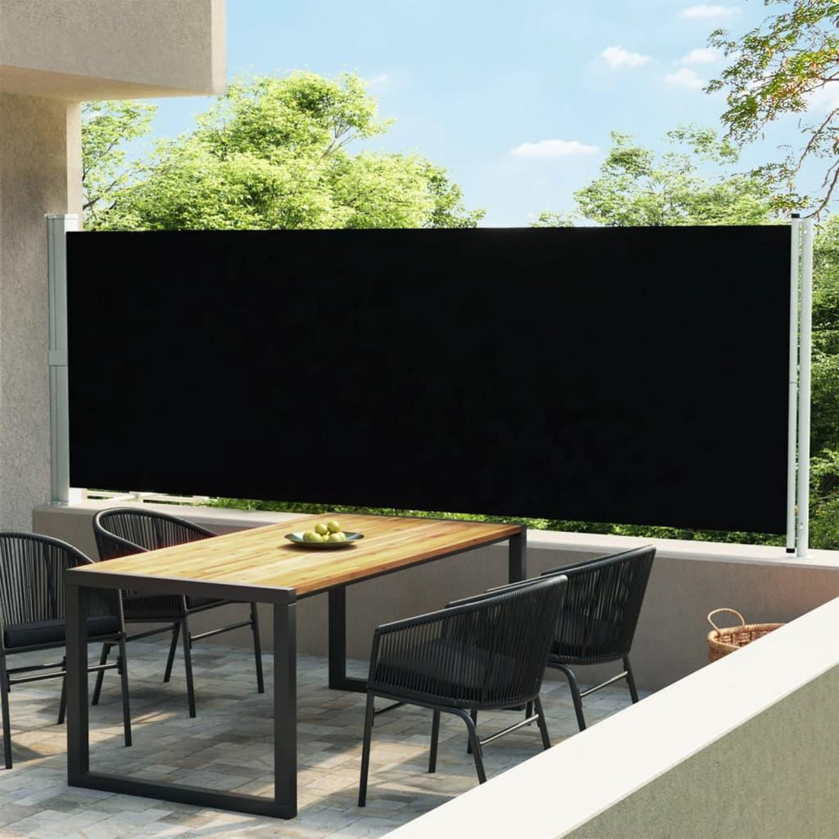VIDAXL Auvent lateral retractable de patio 600x160 cm noir