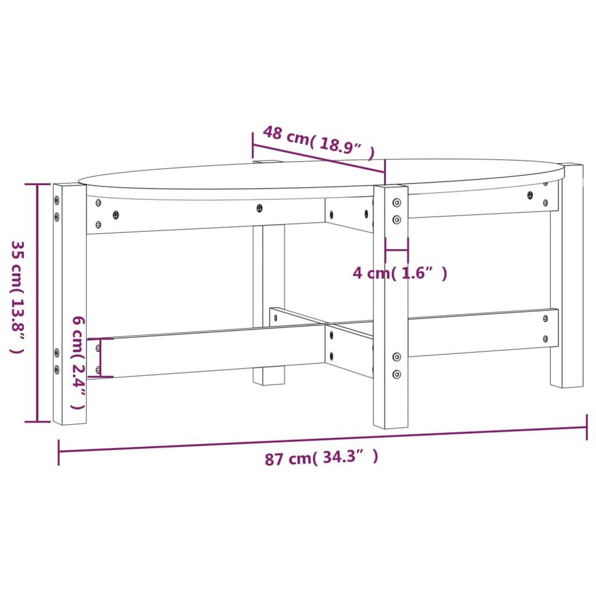 Voir la diapositive 6 : VIDAXL Table basse Noir 87x48x35 cm Bois massif de pin
