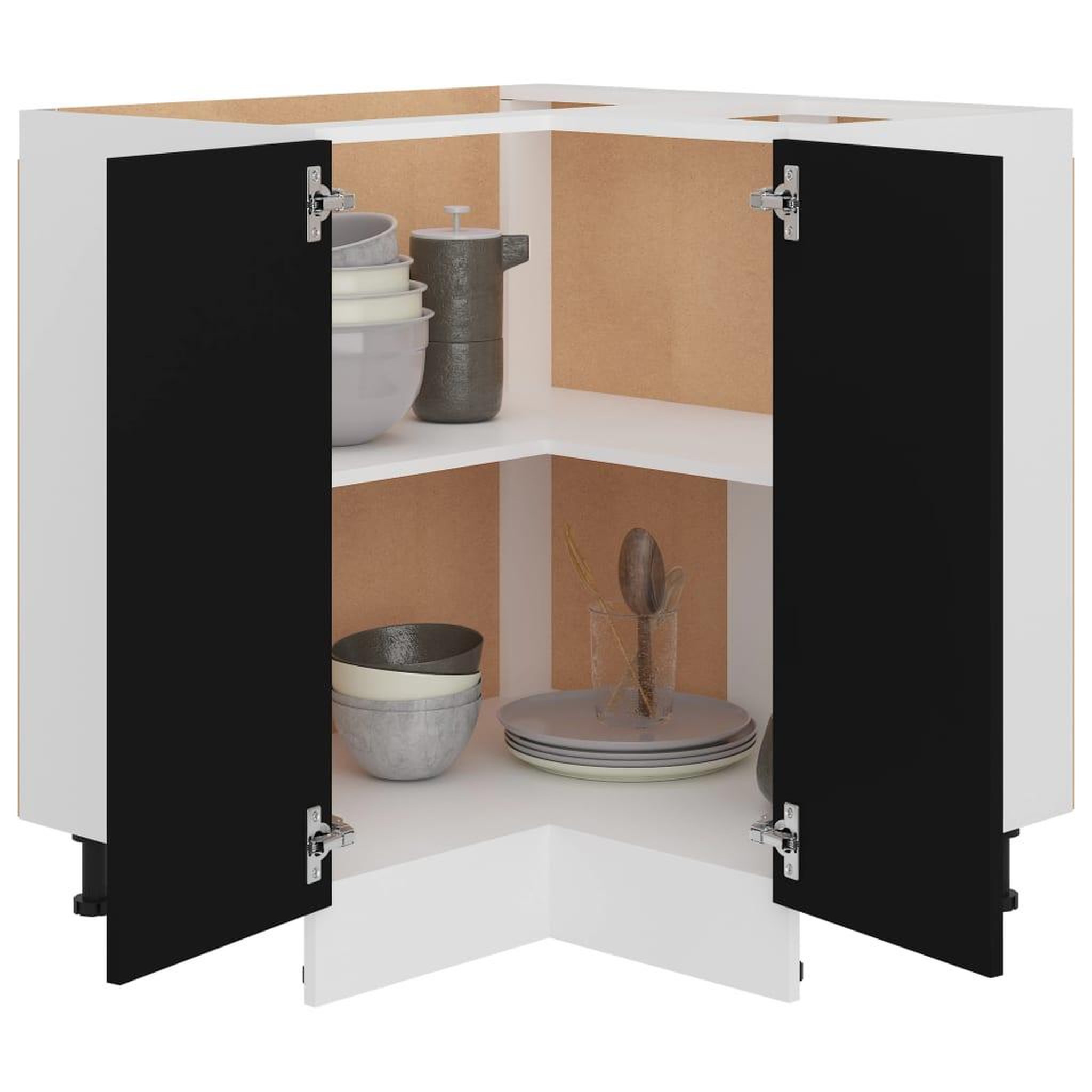 Voir la diapositive 4 : VIDAXL Armoire de plancher d'angle noir 75,5x75,5x81,5 cm bois