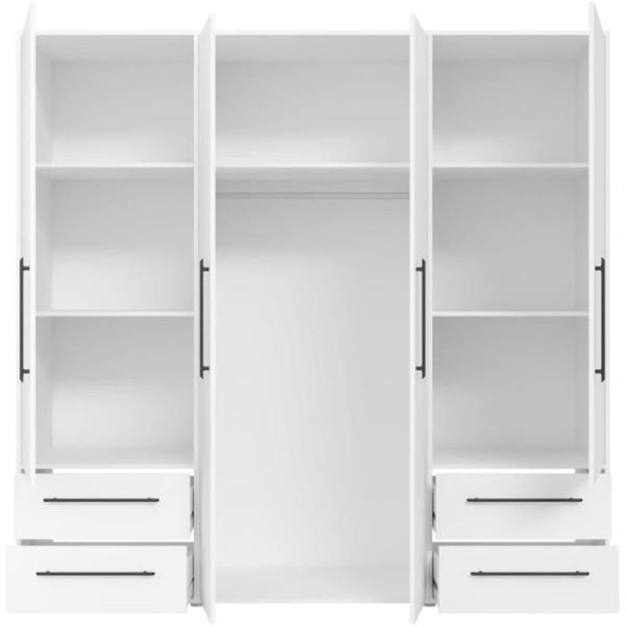 Voir la diapositive 4 : MARKET24 Armoire - Blanc mat - 4 portes battantes - L205,9 x P58,8 x H 200cm - MOKKARIS