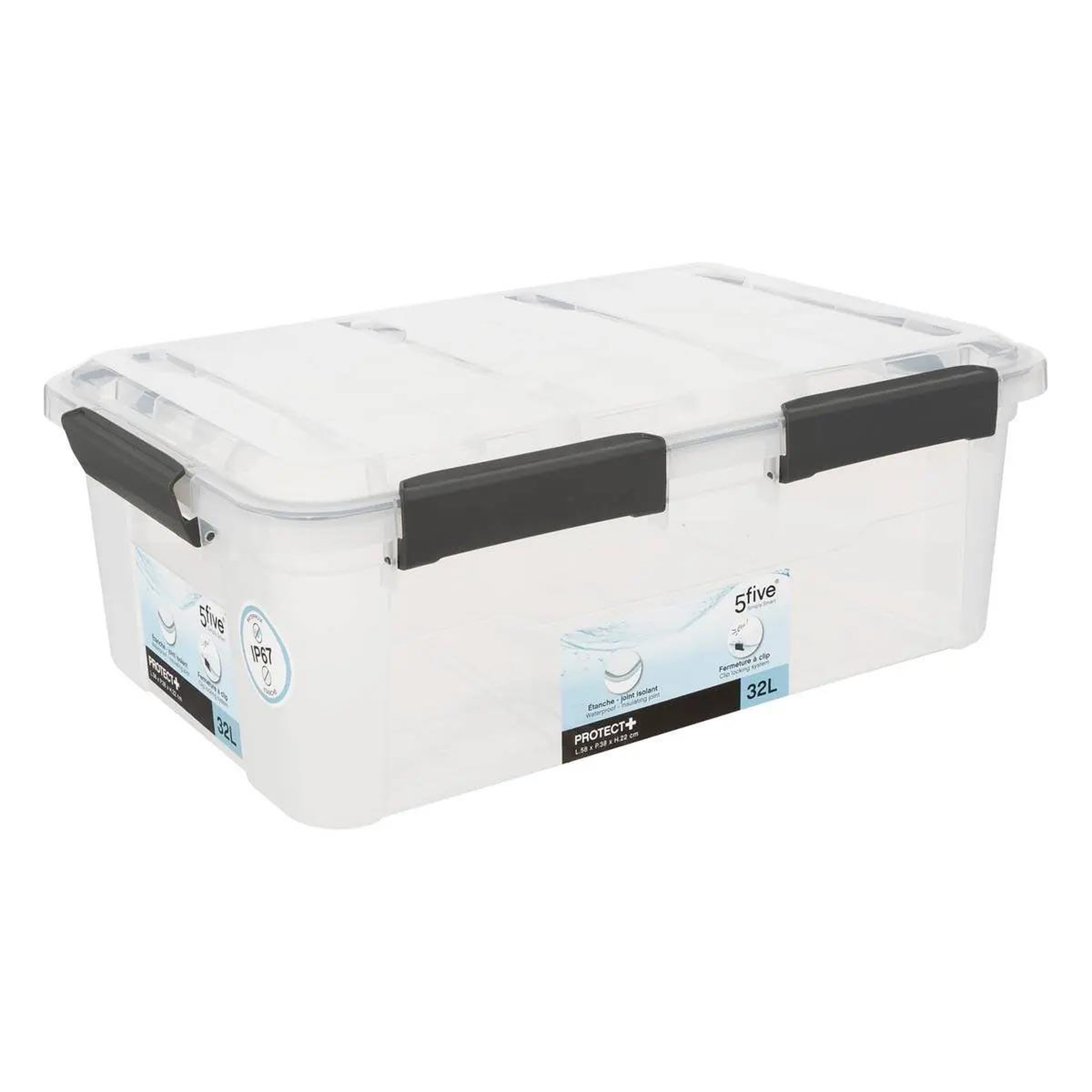 Voir la diapositive 3 : FIVE Boîte de rangement  protection  32l transparent