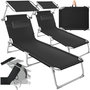 Voir la diapositive 1 : tectake Lot de 2 transats de jardin en acier pliable noir