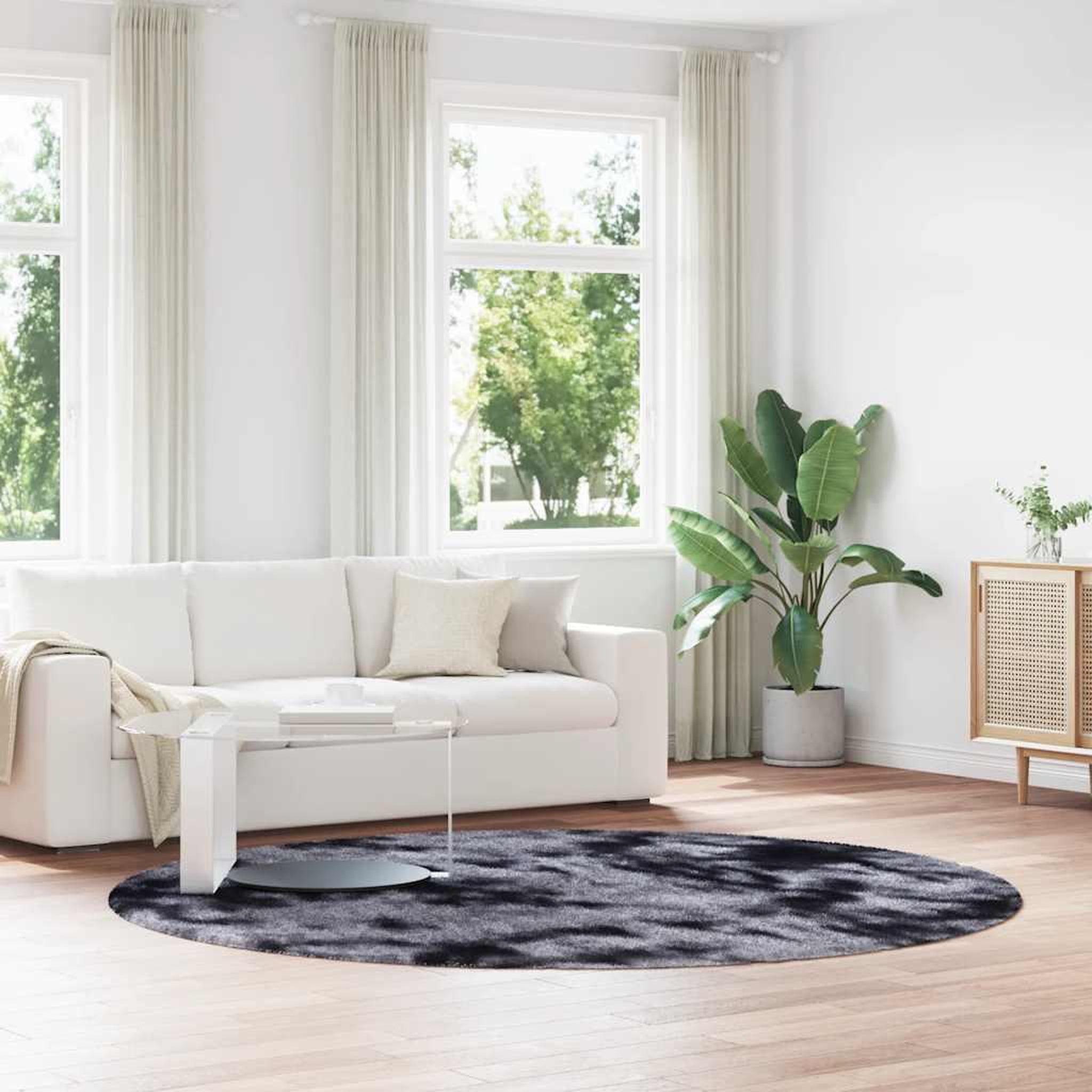 VIDAXL Tapis Shaggy a poils longs NAVARRA gris fonce 240x240 cm