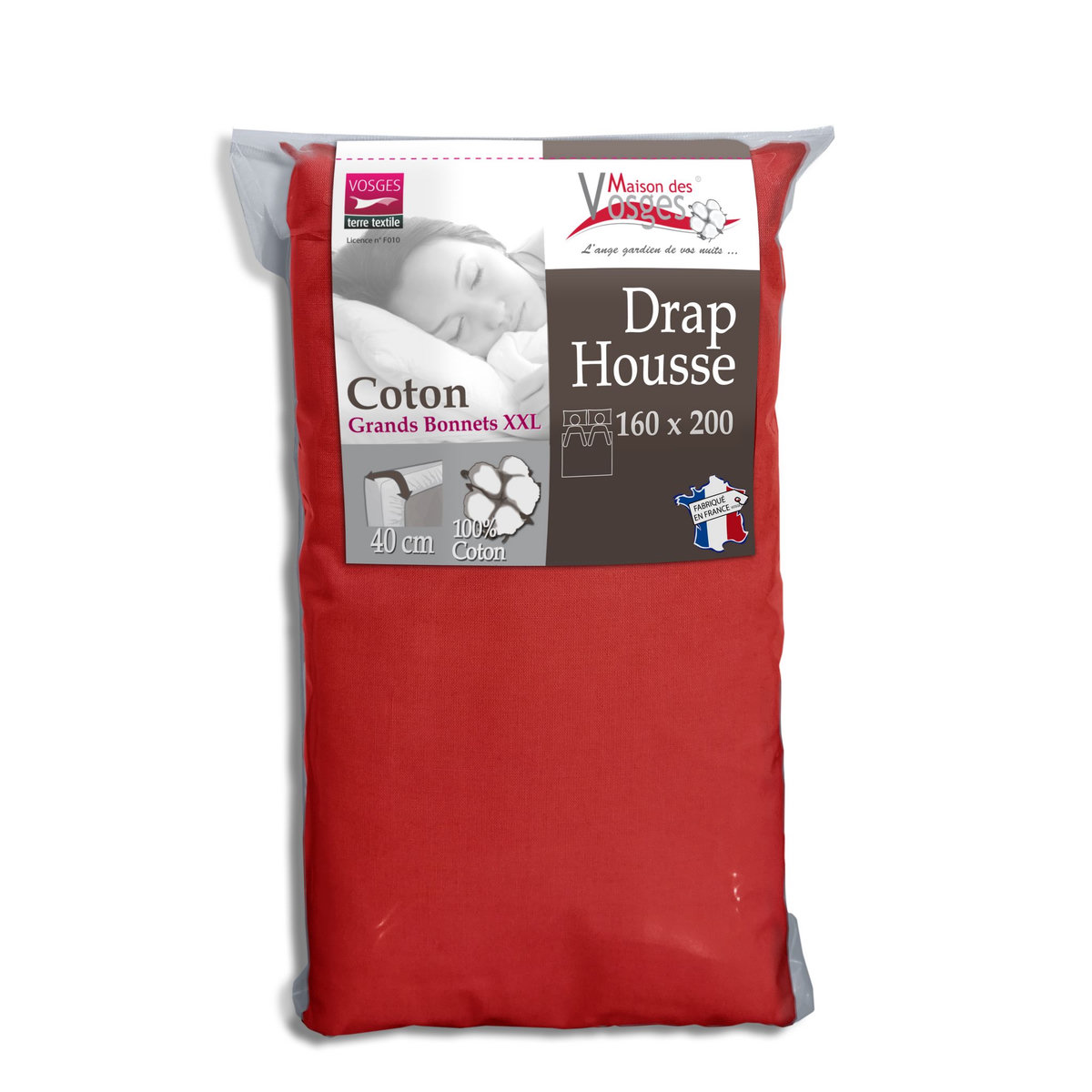 Drap housse en coton 57fils super grand bonnet 40cm spécial matelas très épais