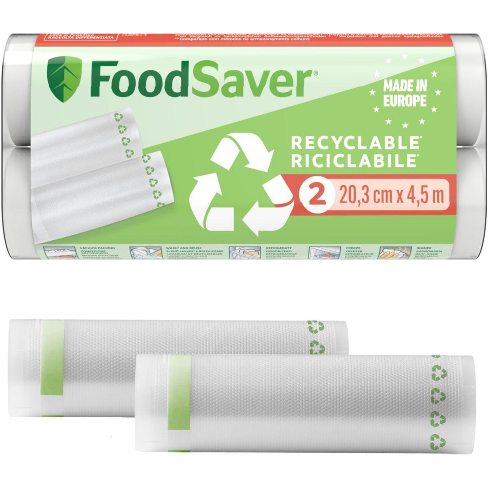 FOODSAVER Sac sous vide fsre2002x01 2 rouleaux 20cm x 4.5m
