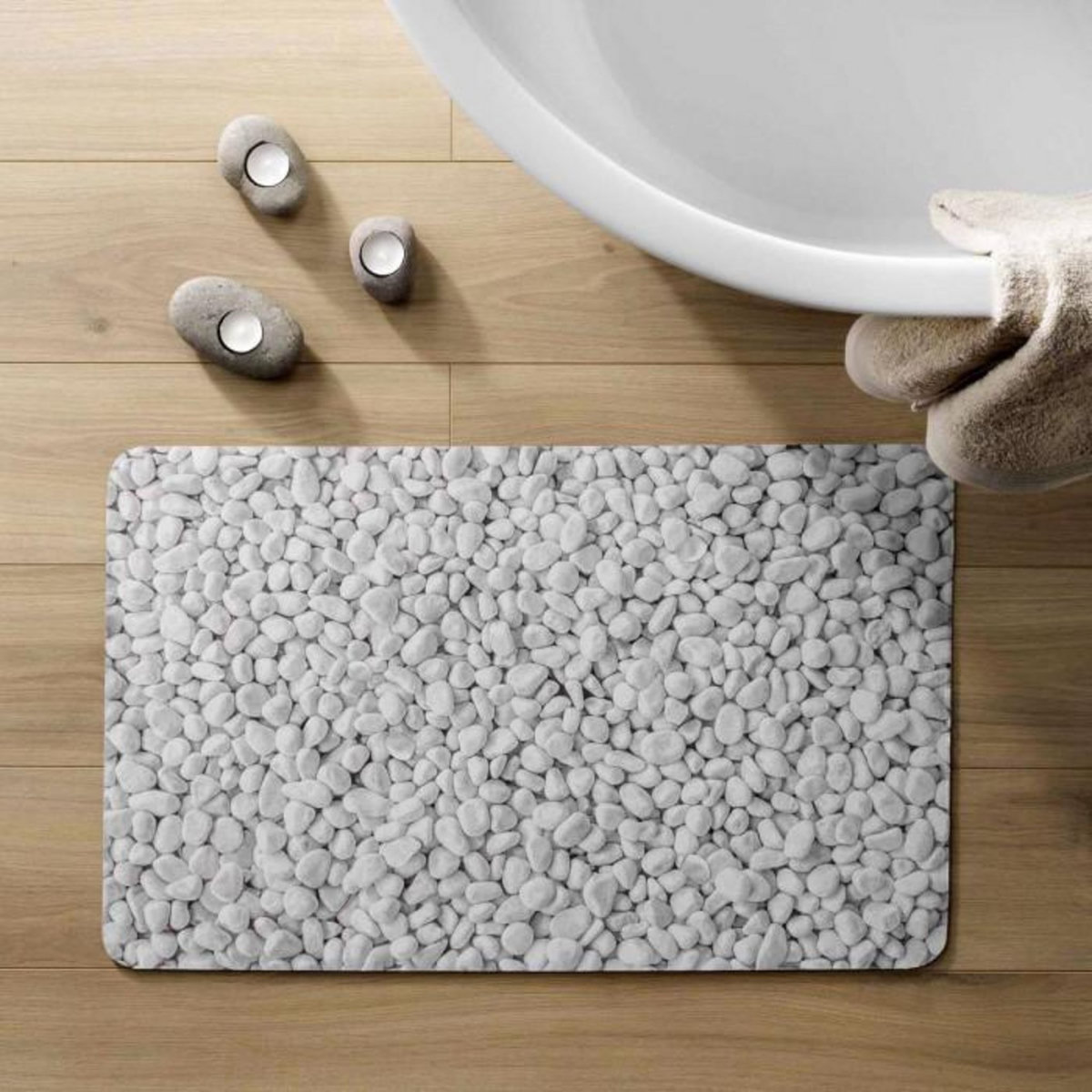 Paris Prix Tapis de Bain Imprimé  Leandra  50x80cm Gris