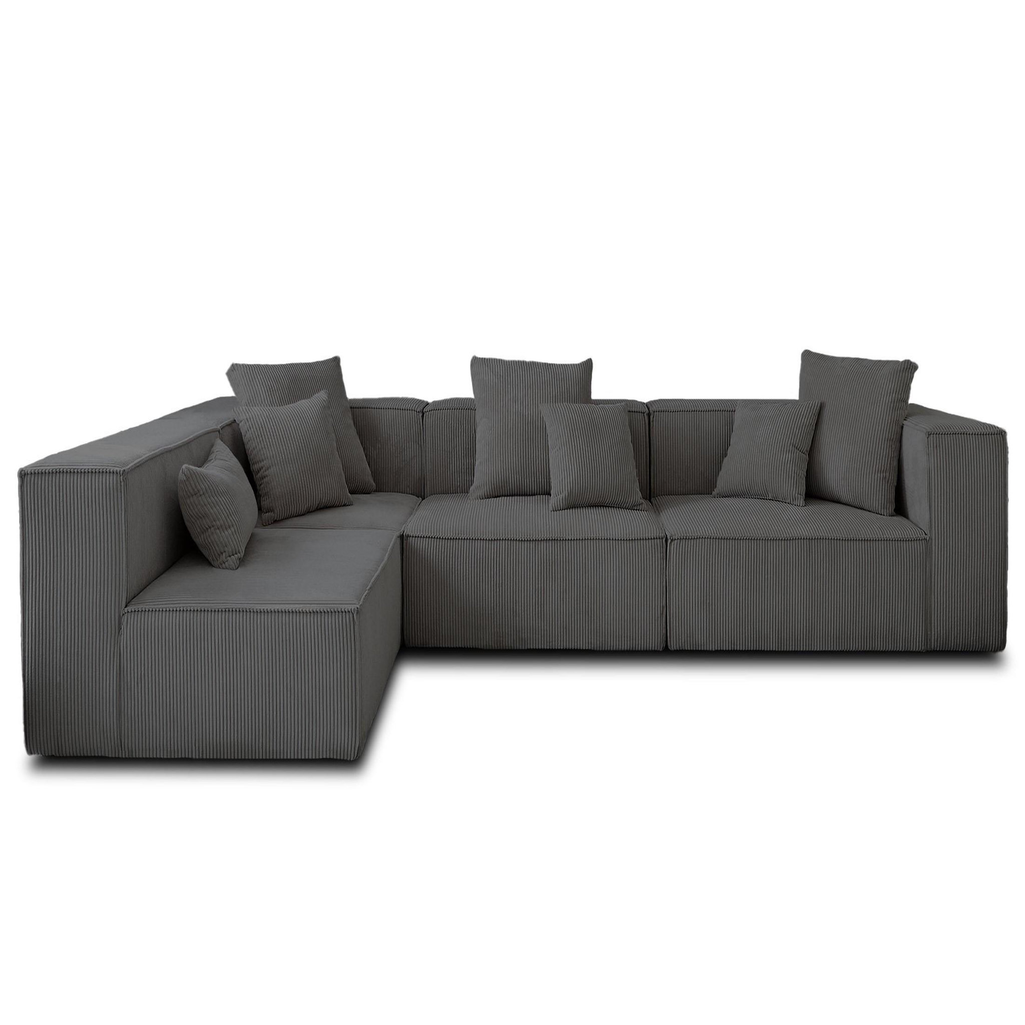 Voir la diapositive 1 : BEST MOBILIER Colombine - canapé modulable d'angle gauche - 6 places - en velours côtelé
