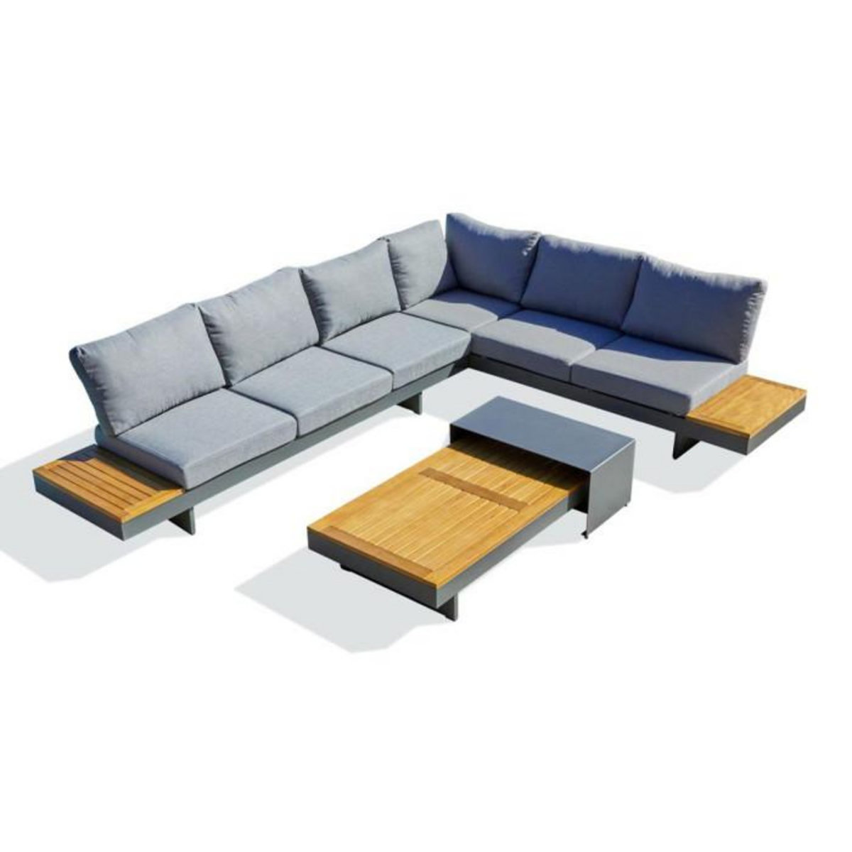 Paris Prix Salon de Jardin d'Angle 6 Places en Bois  Vanuatu  245cm Gris Anthracite