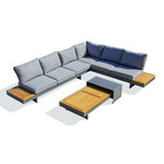 Paris Prix Salon de Jardin d'Angle 6 Places en Bois  Vanuatu  245cm Gris Anthracite