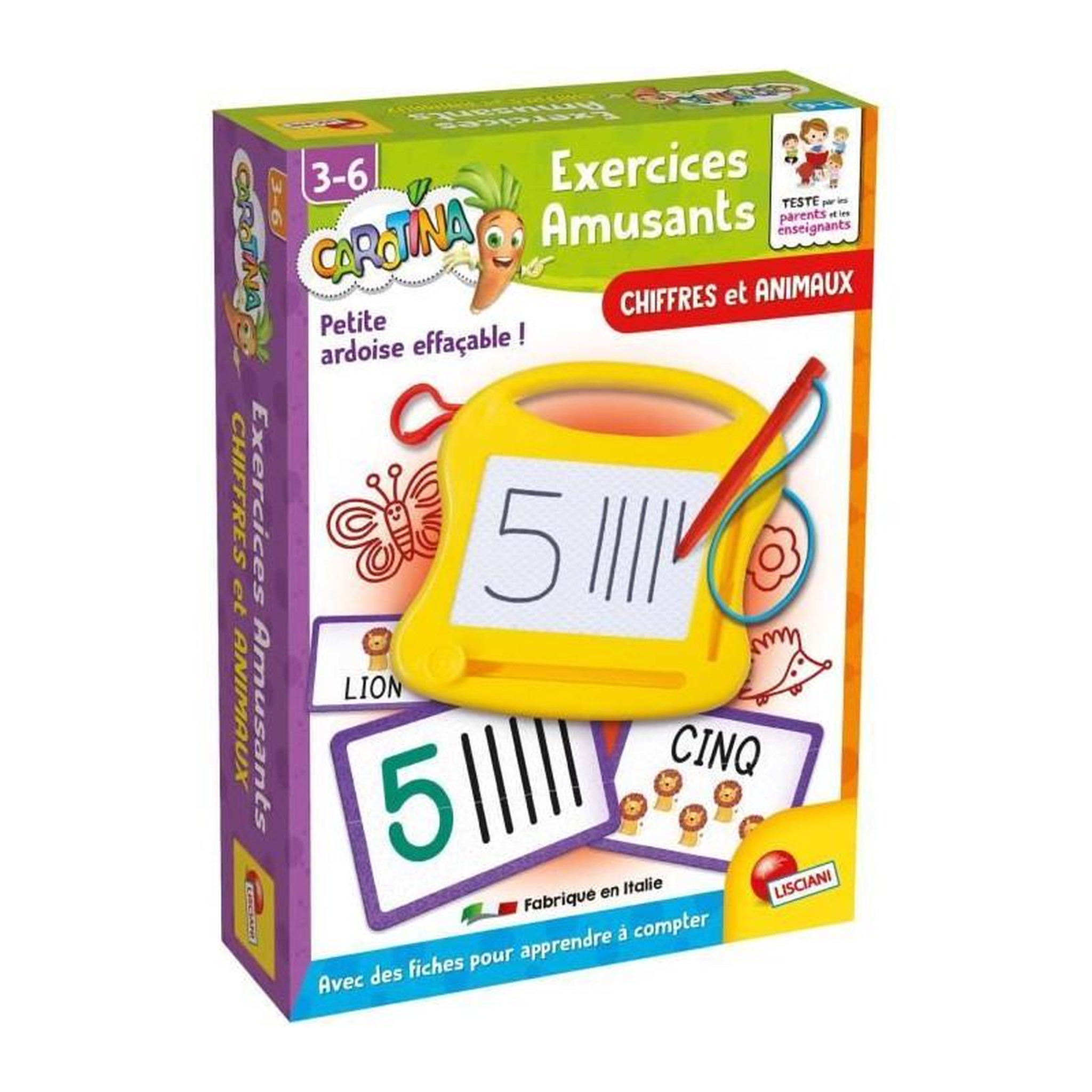 LISCIANI GIOCHI Calculs - Mini ardoise magique - CAROTINA - Apprentissage des chiffres