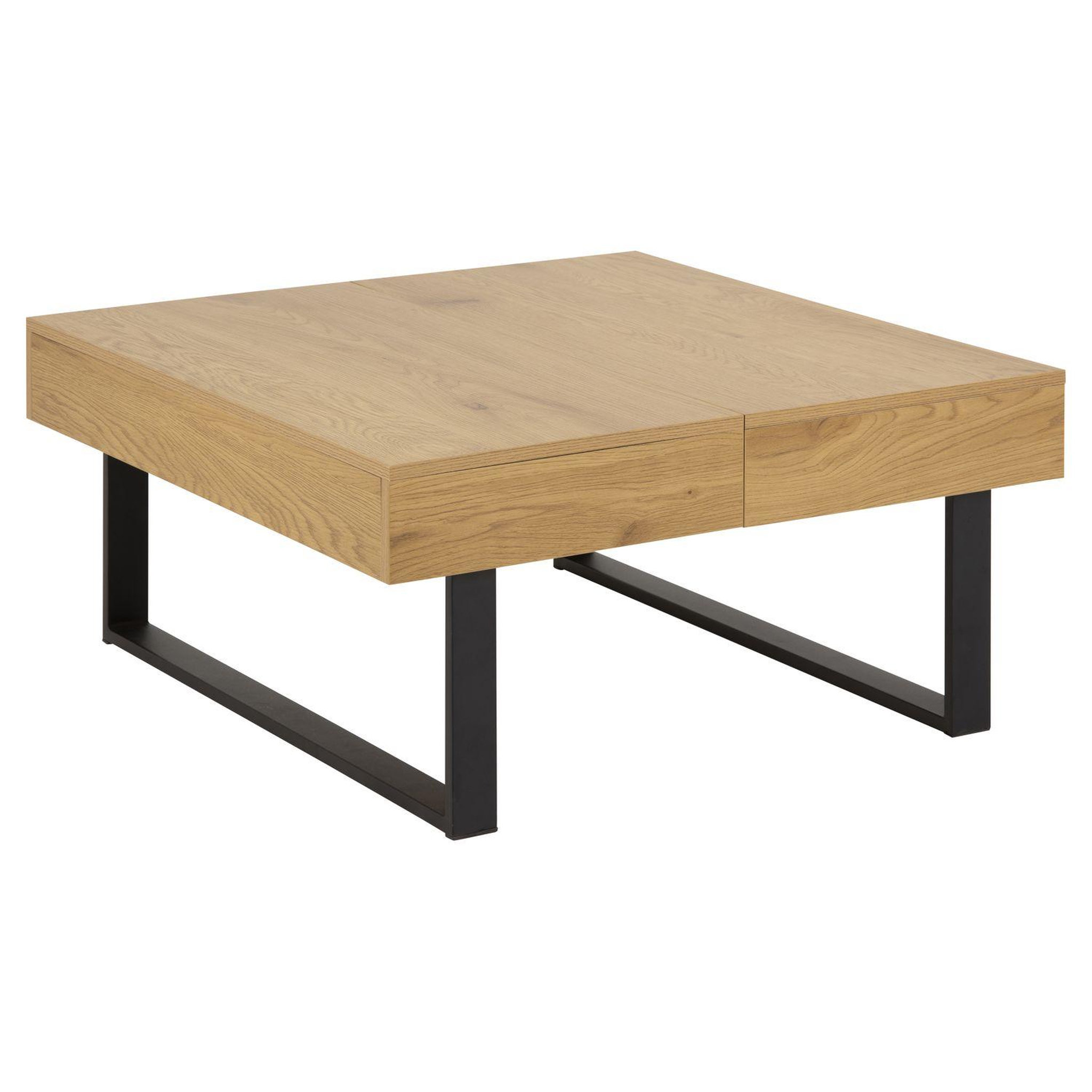 TOILINUX Table basse mdf et métal - marron et noir