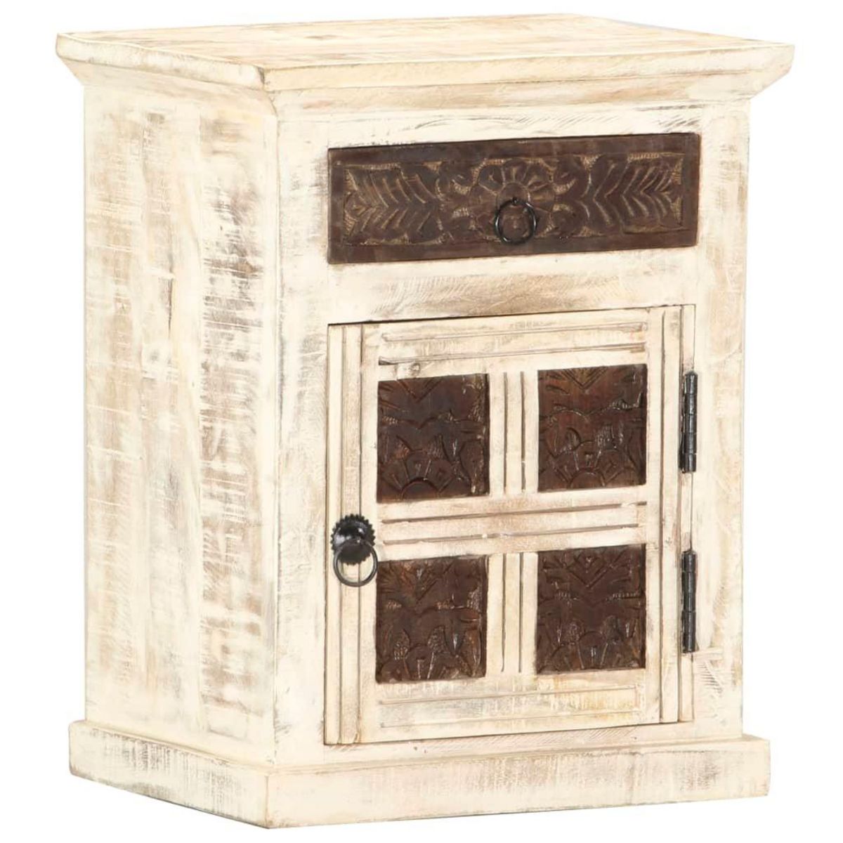 VIDAXL Table de chevet Blanc 40 x 30 x 50 cm Bois de manguier massif