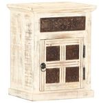 VIDAXL Table de chevet Blanc 40 x 30 x 50 cm Bois de manguier massif