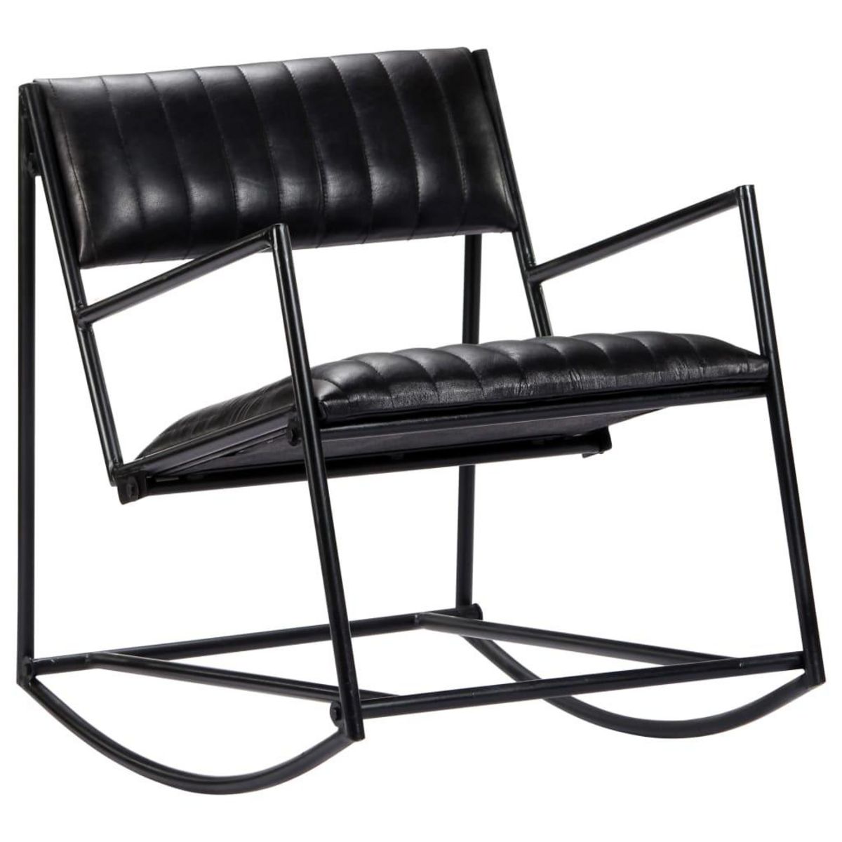 VIDAXL Chaise a bascule Noir Cuir veritable