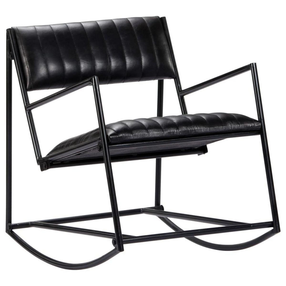 VIDAXL Chaise a bascule Noir Cuir veritable