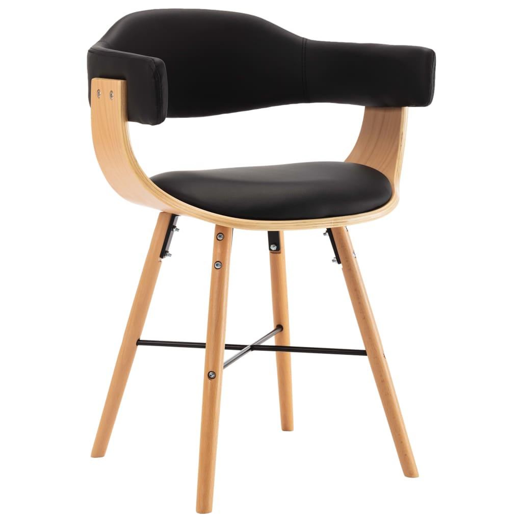 Voir la diapositive 3 : VIDAXL Chaises a manger lot de 4 noir similicuir et bois courbe