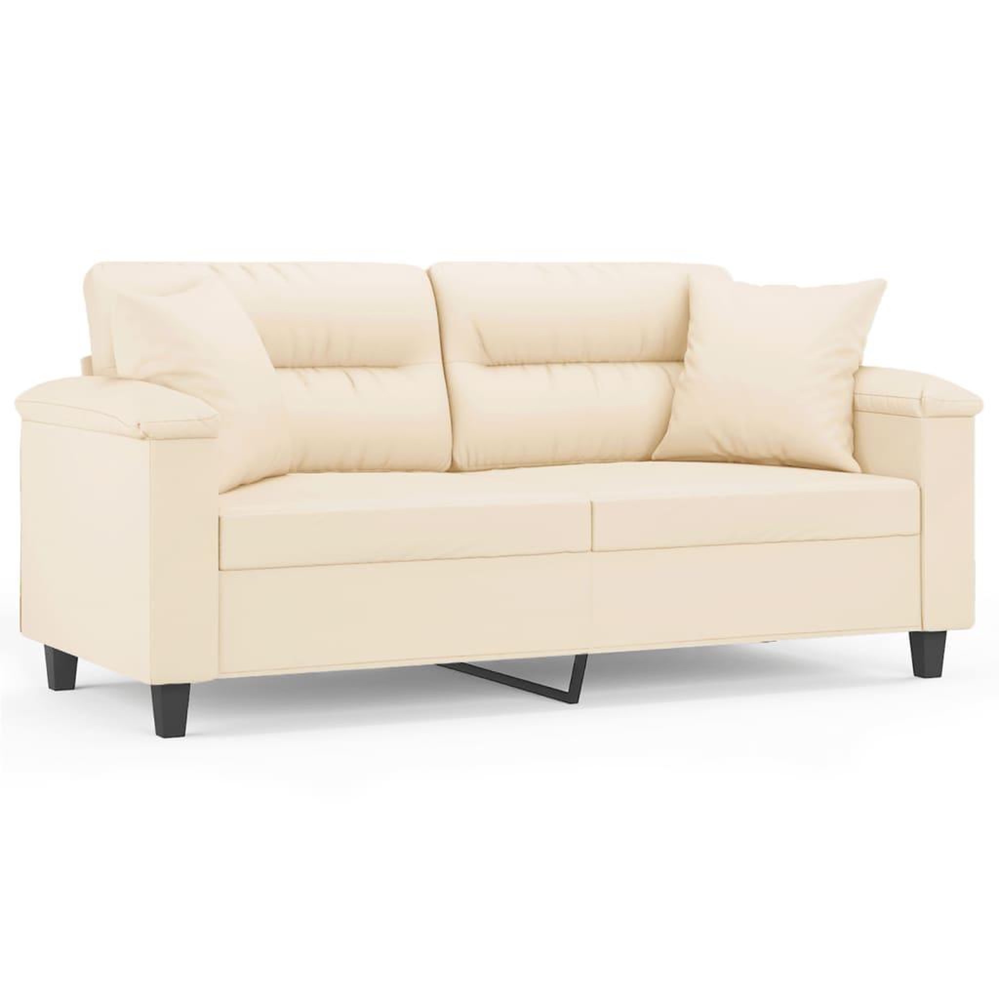 Voir la diapositive 2 : VIDAXL Canape 2 places avec oreillers beige 140 cm tissu microfibre