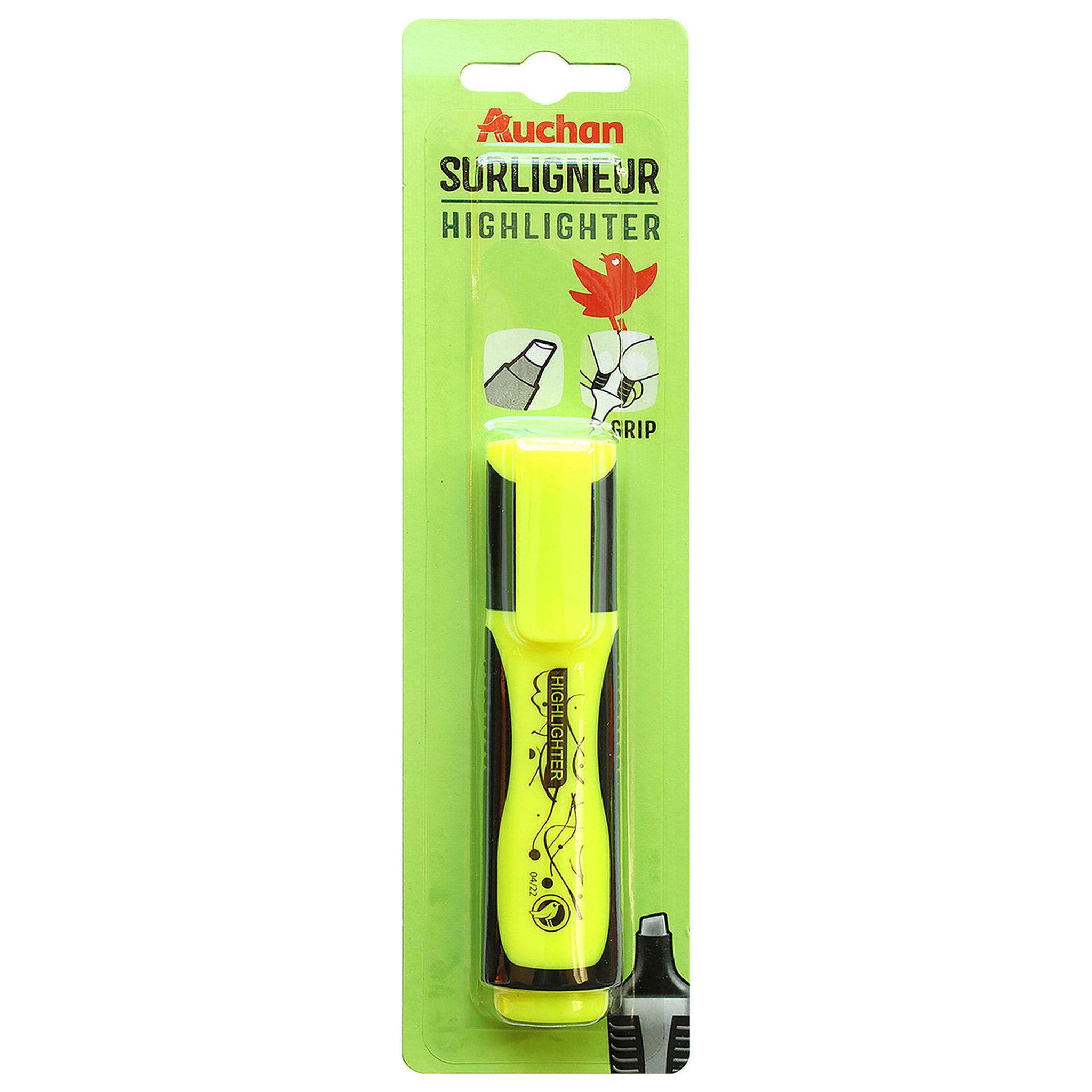 Voir la diapositive 2 : AUCHAN Surligneur plat jaune
