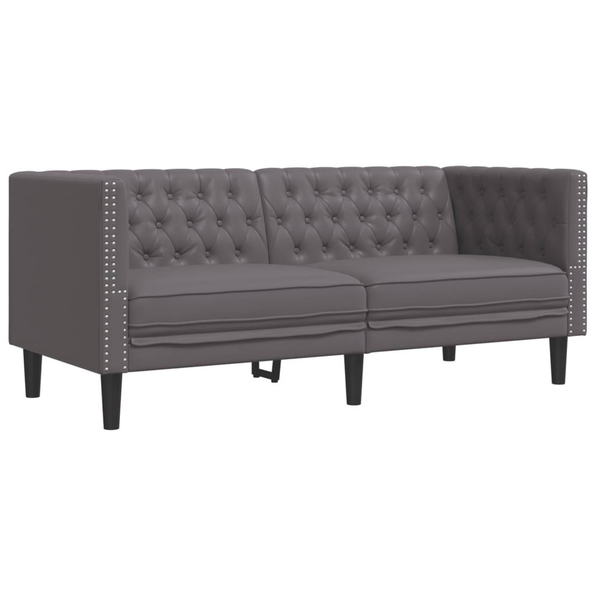 Voir la diapositive 5 : VIDAXL Ensemble de canape Chesterfield 2 pcs gris similicuir