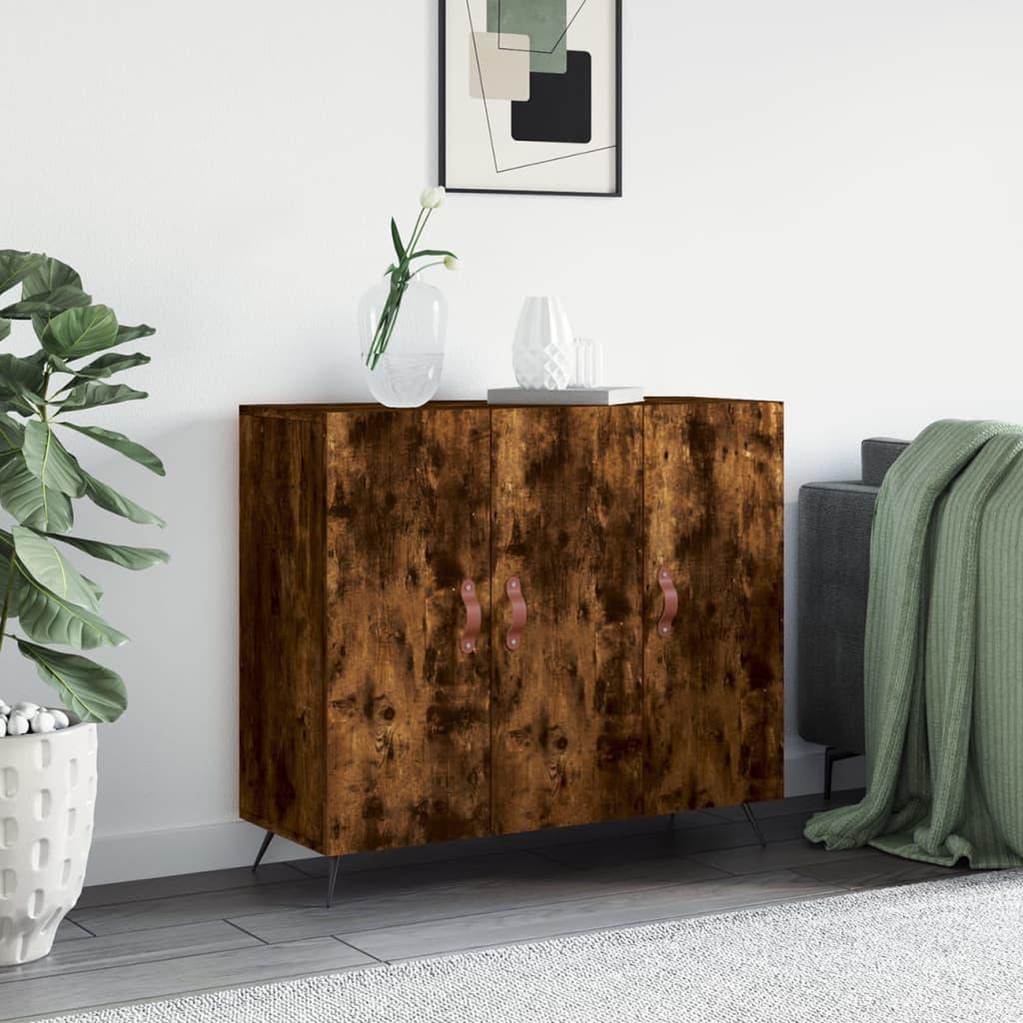 VIDAXL Buffet chene fume 90x34x80 cm bois d'ingenierie