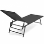 Voir la diapositive 4 : ID MARKET Lot de 2 transats de jardin inclinables KAILUA en acier gris anthracite et toile grise