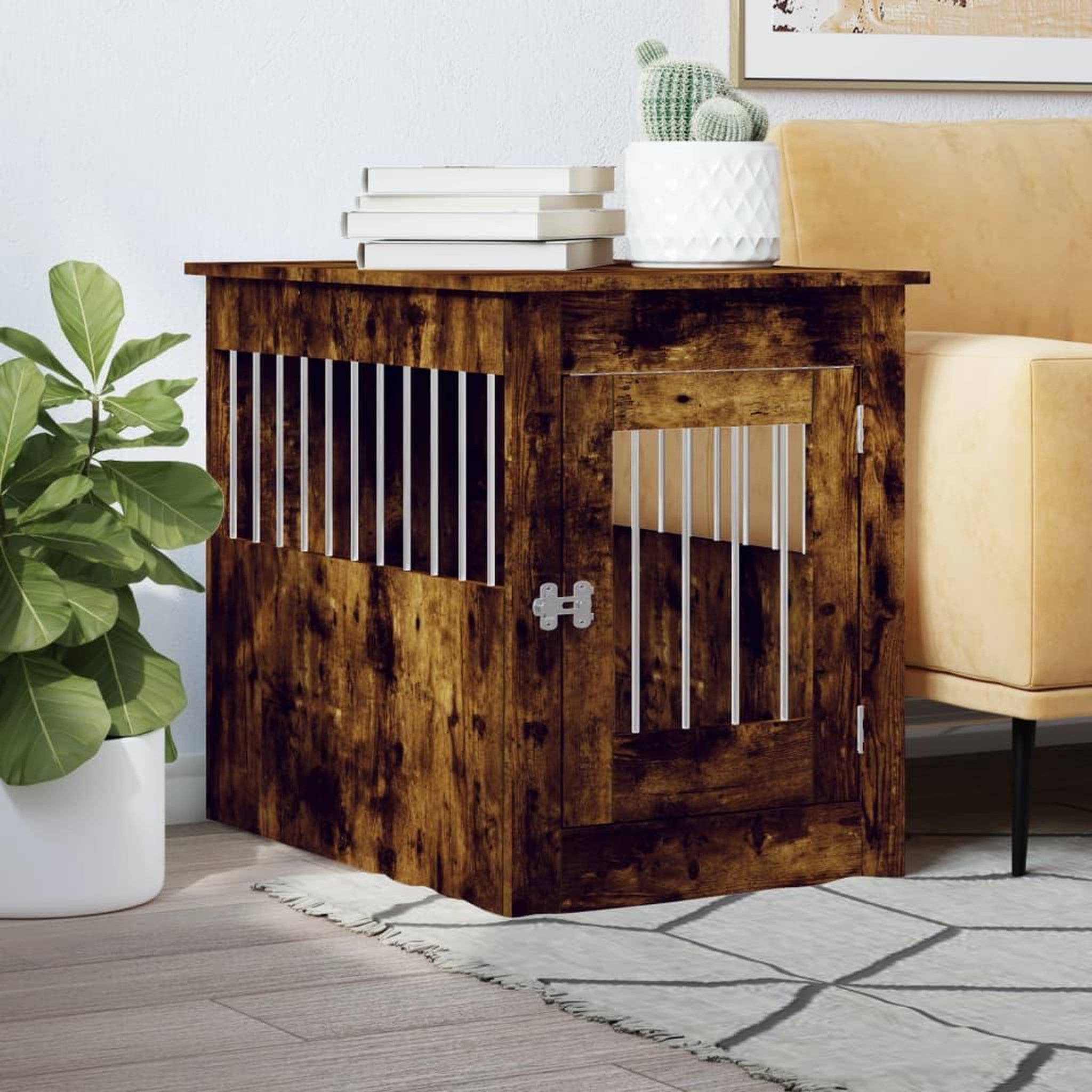 VIDAXL Meuble de cage pour chiens chene fume 55x80x68 cm