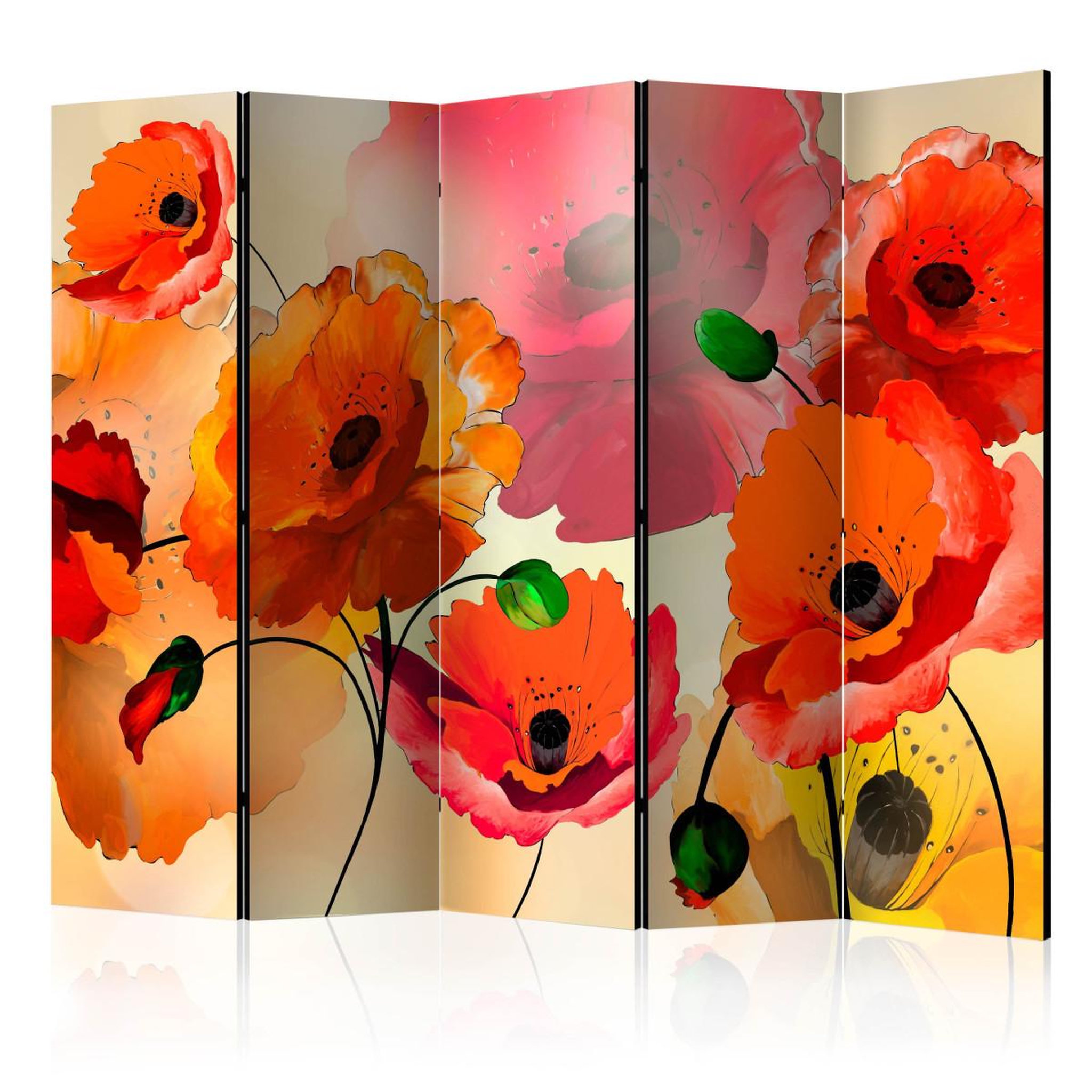 Paris Prix Paravent 5 volets  velvet poppies iii  172x225cm