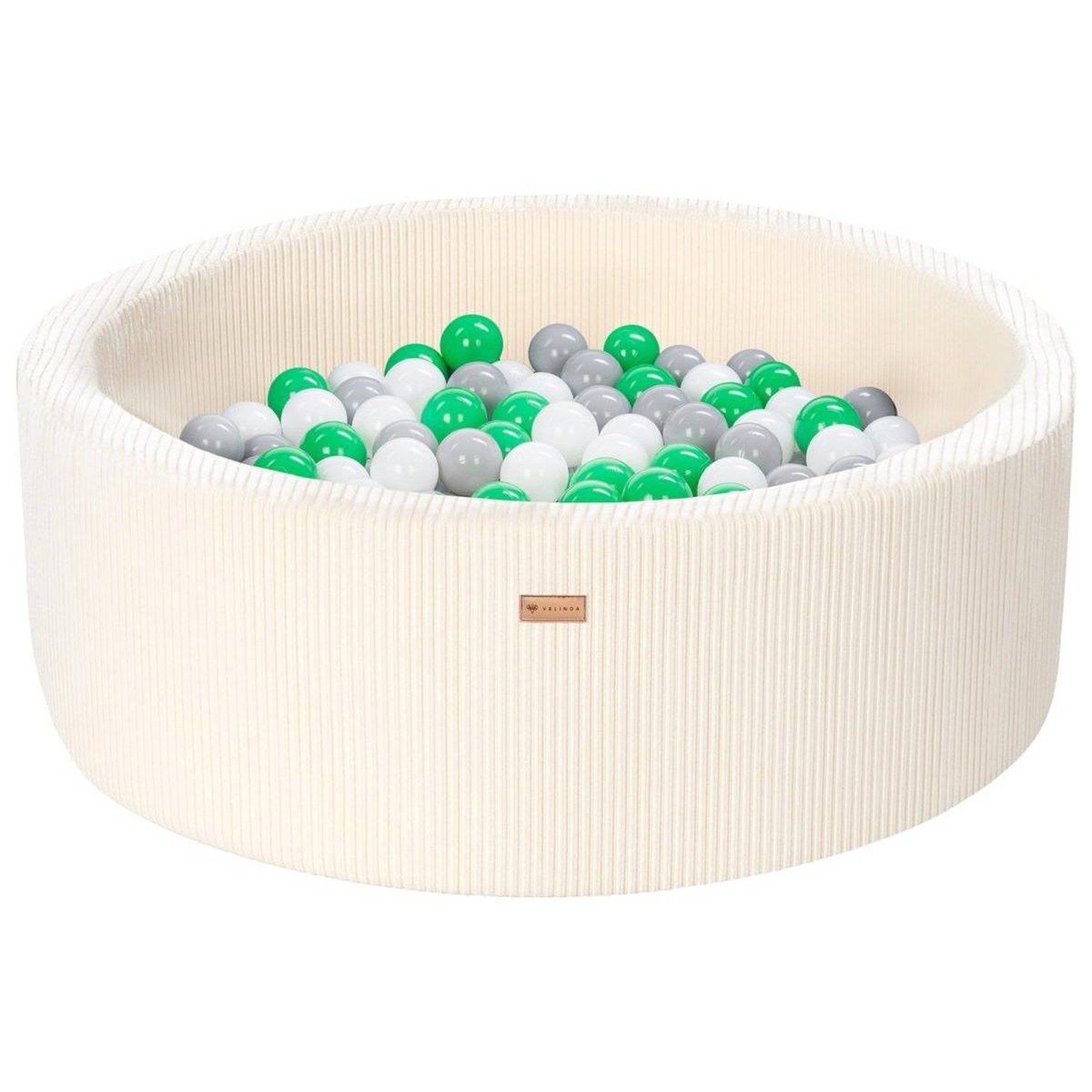 VELINDA Piscine à balles en velours côtelé avec 200 balles, diamètre env. 90 cm — crème