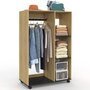 Voir la diapositive 1 : ID MARKET Dressing penderie RACHEL 80 x 40 x 120 cm à roulettes hêtre et noir