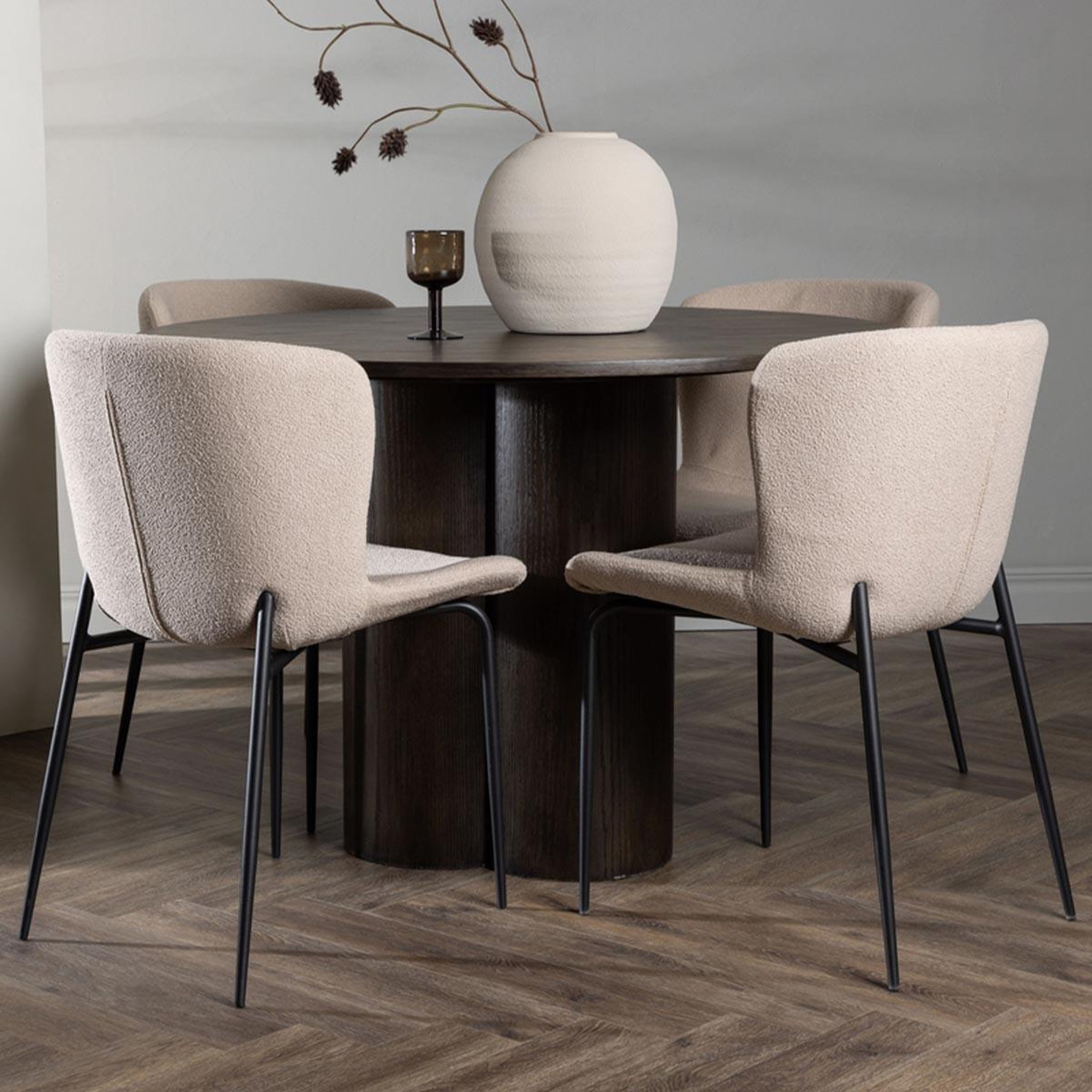 Voir la diapositive 3 : Paris Prix Ensemble table à manger & 4 chaises  olivia & modesto  110cm moka & beige