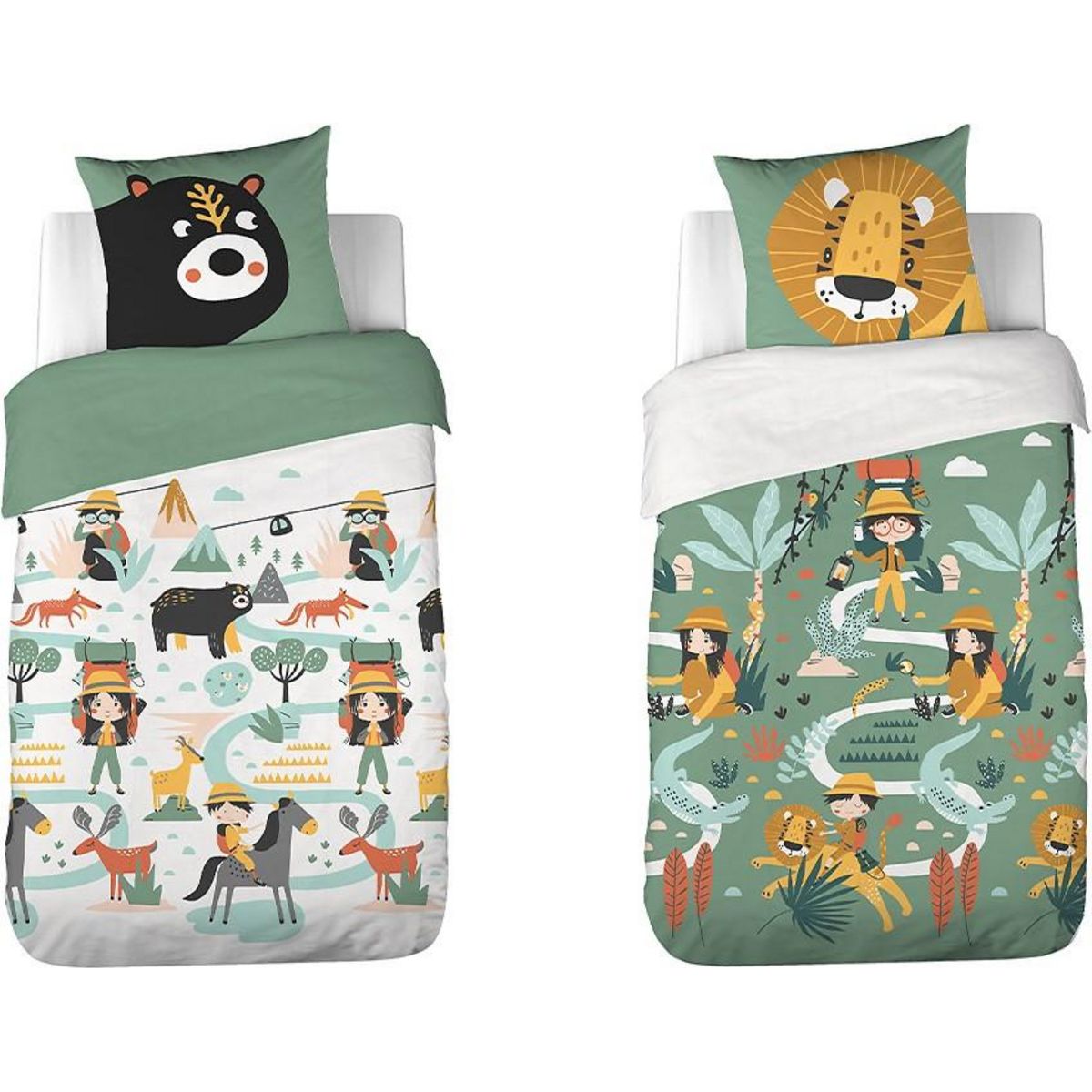 Home collection Parure housse de couette 2pcs 140x200cm 100%coton 57fils promenade