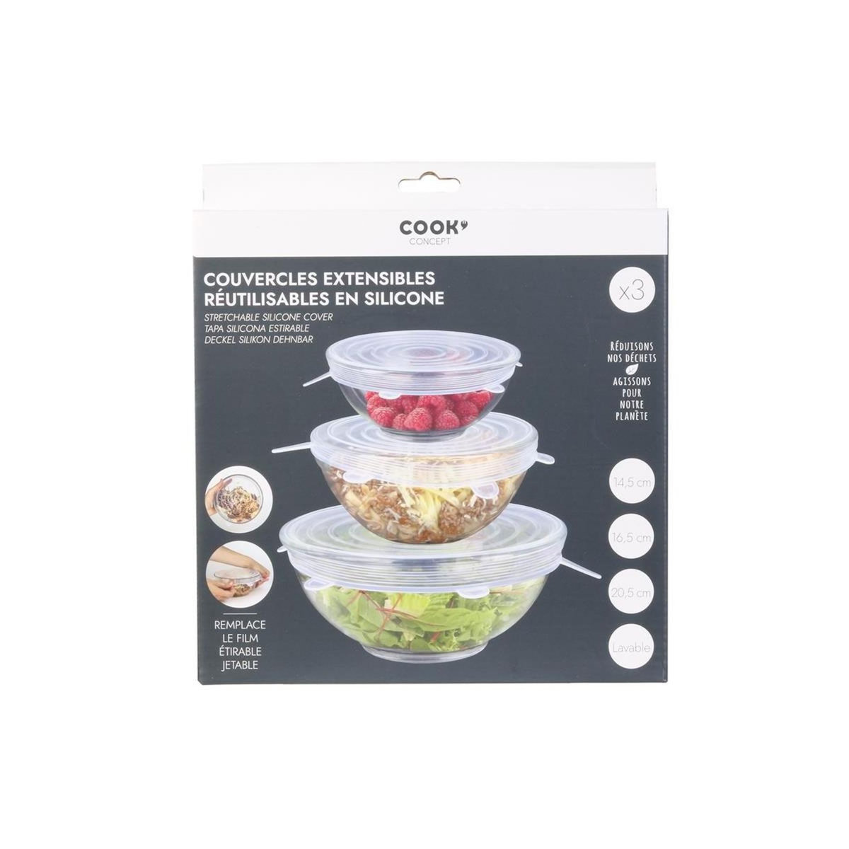 COOK CONCEPT Couvercle flexible silicone x3