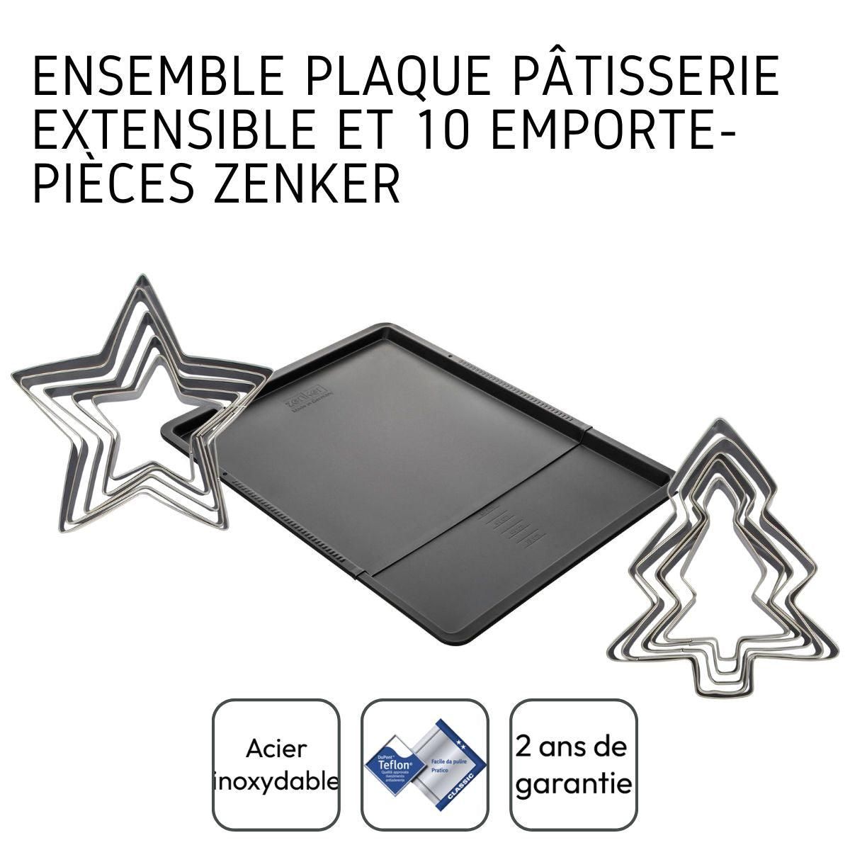 ZENKER Ensemble avec plaque à pâtisserie extensible et 10 emporte-pièces Zenker