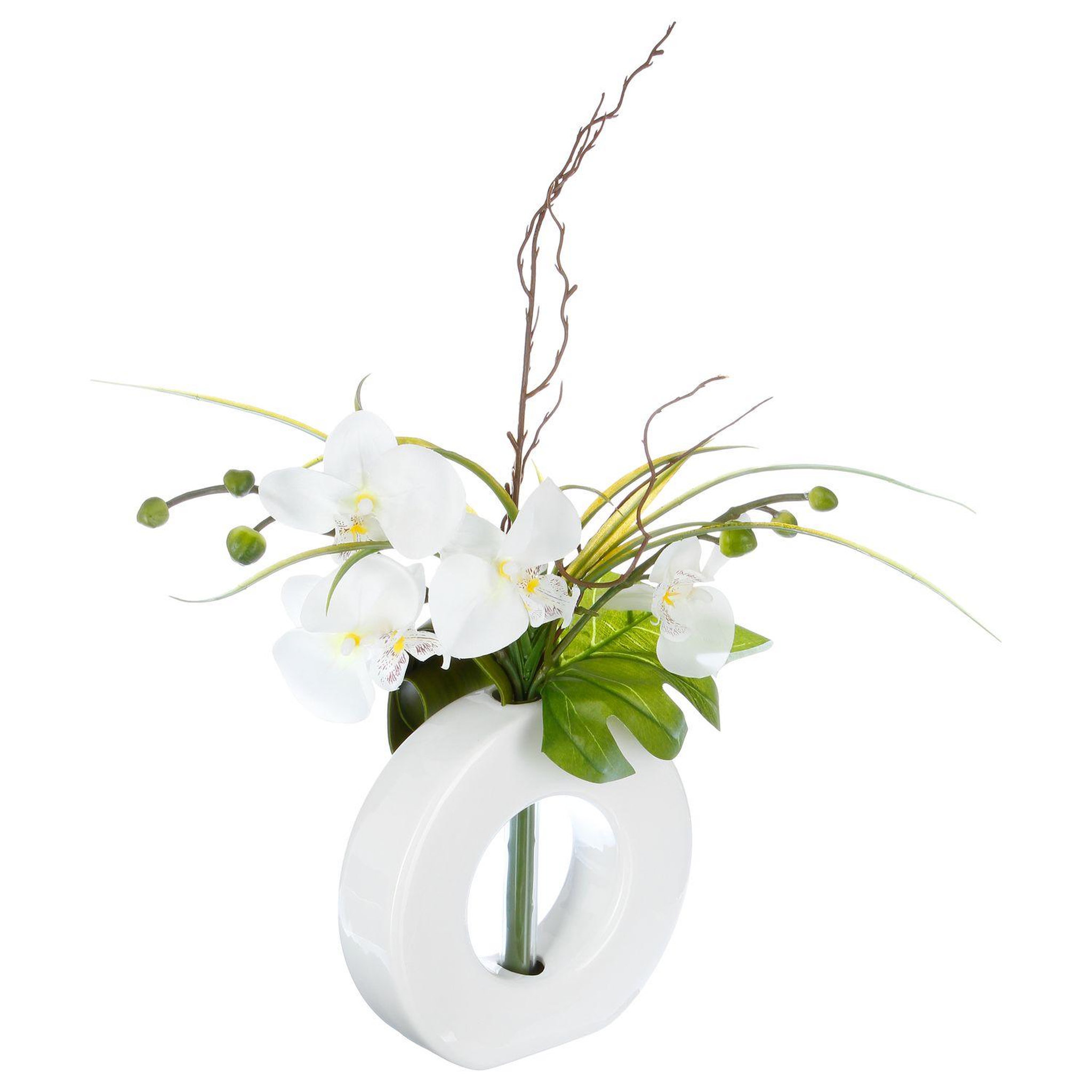 Voir la diapositive 1 : ATMOSPHERA Composition florale vase  - hauteur 44 cm - orchidée